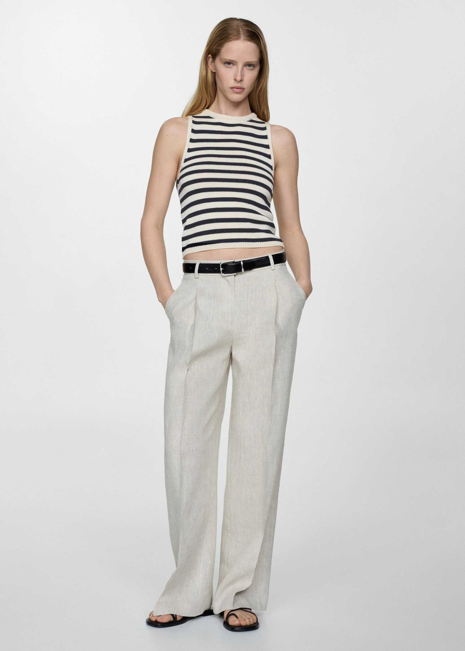 Cotton-blend knit top - General plane