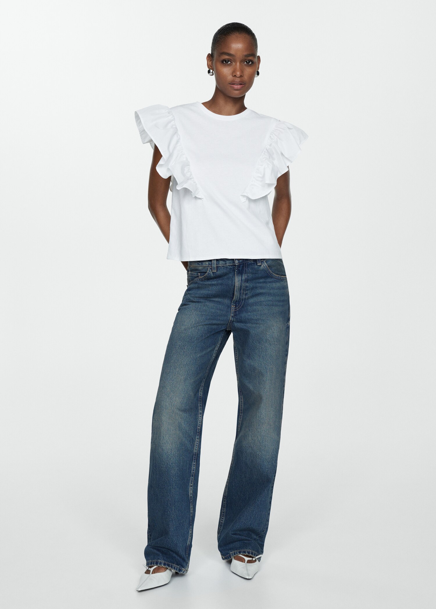 100% cotton t-shirt with ruffles - General plane