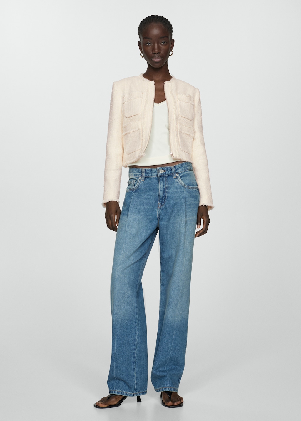 Tweed jacket with zip - Women | MANGO OUTLET USA