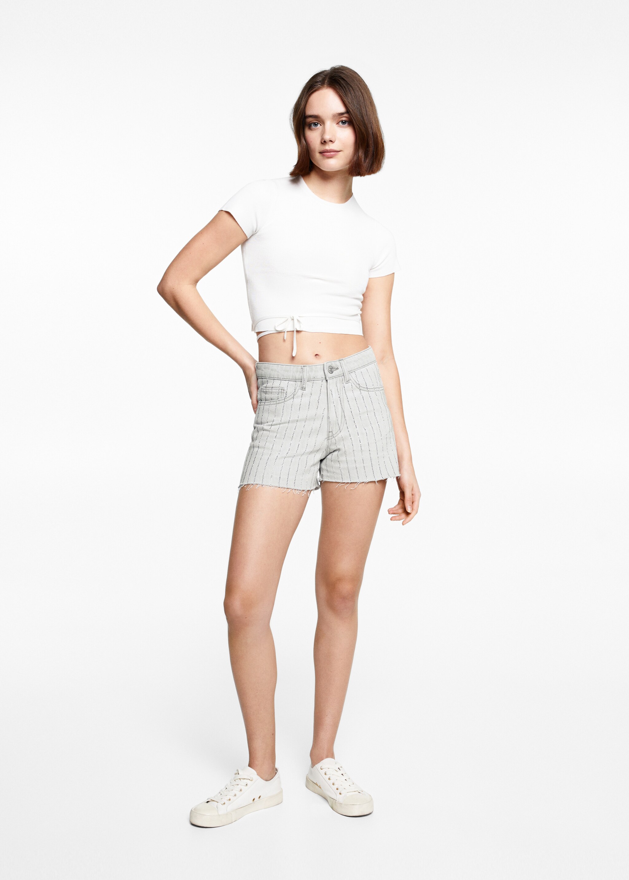 Shorts mit Glanz-Effekt - Allgemeine Ansicht, Denim Grau. Ref: 67037722-00.