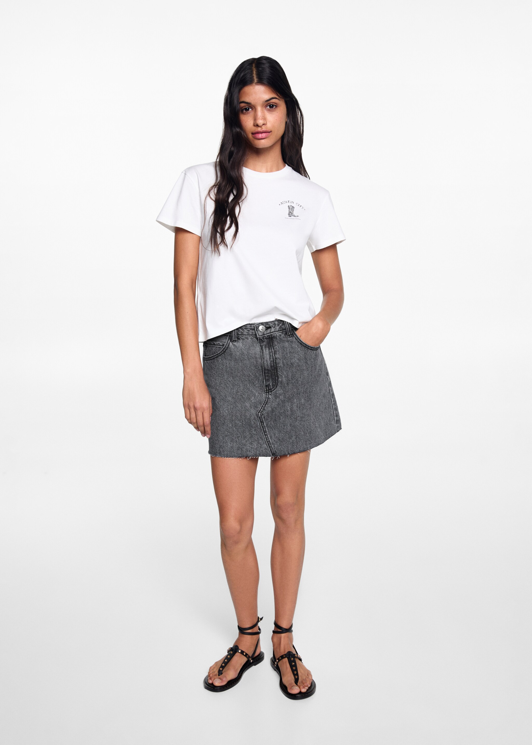 Jeans-Minirock - Allgemeine Ansicht, Denim Grau. Ref: 67037923-00.