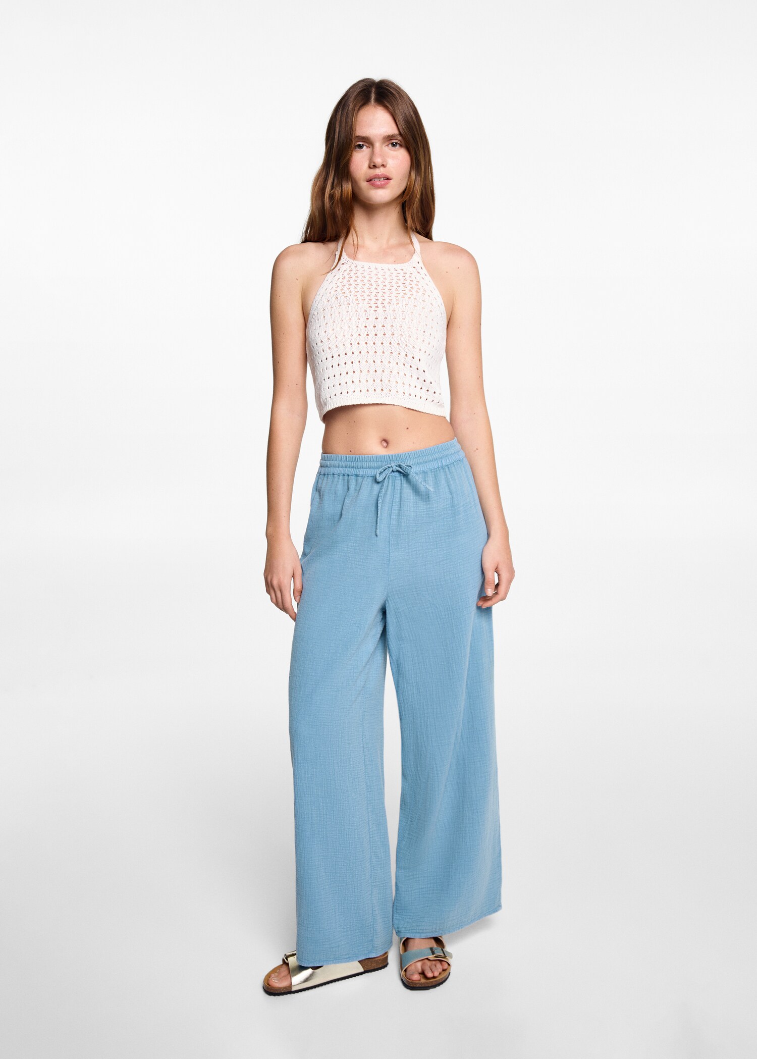 Cotton palazzo trousers - General plane
