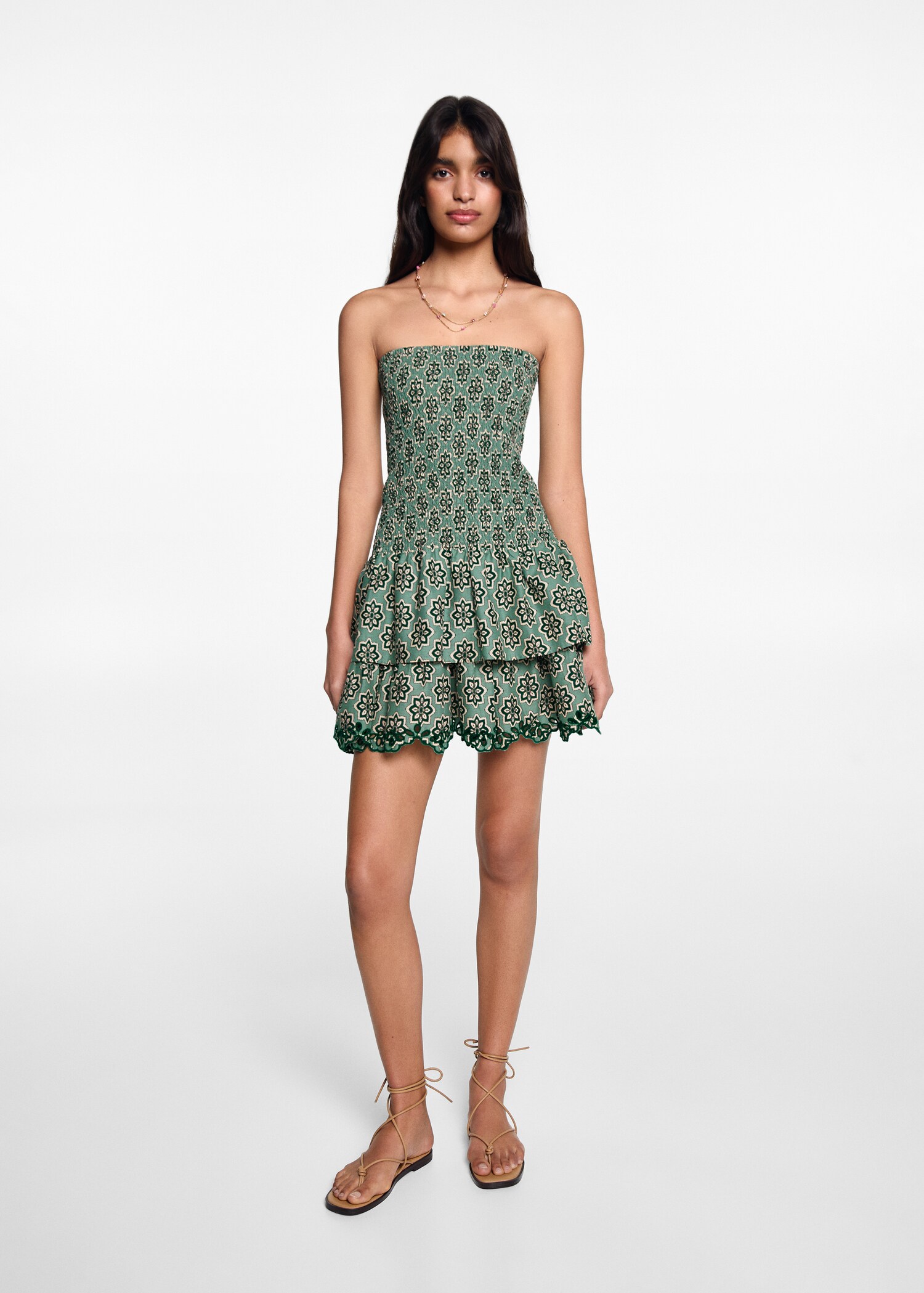 Bedrucktes Rüschenkleid - Allgemeine Ansicht