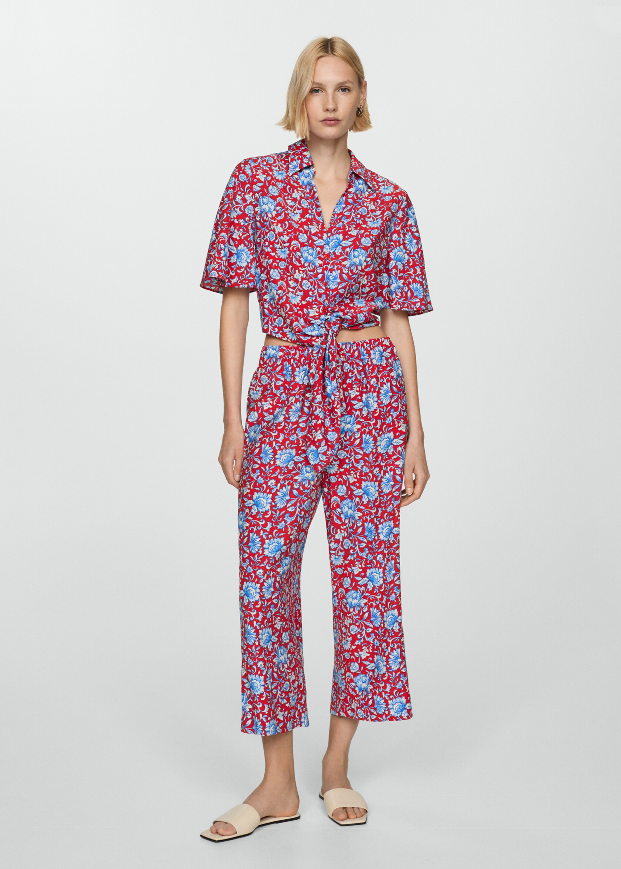 Chemise en imprimé fleuri nœud - Plan général