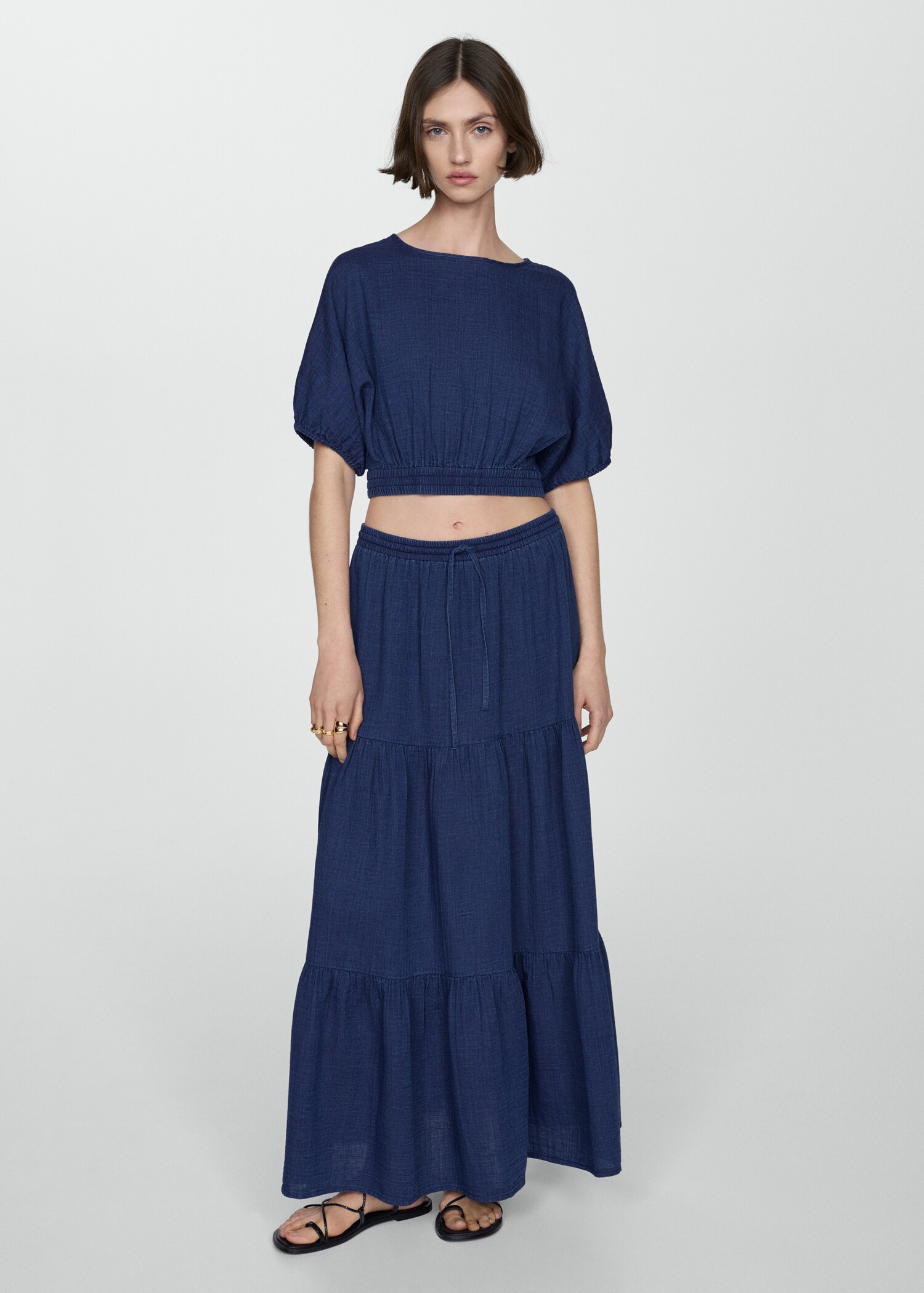 Long cotton flared skirt - General plane