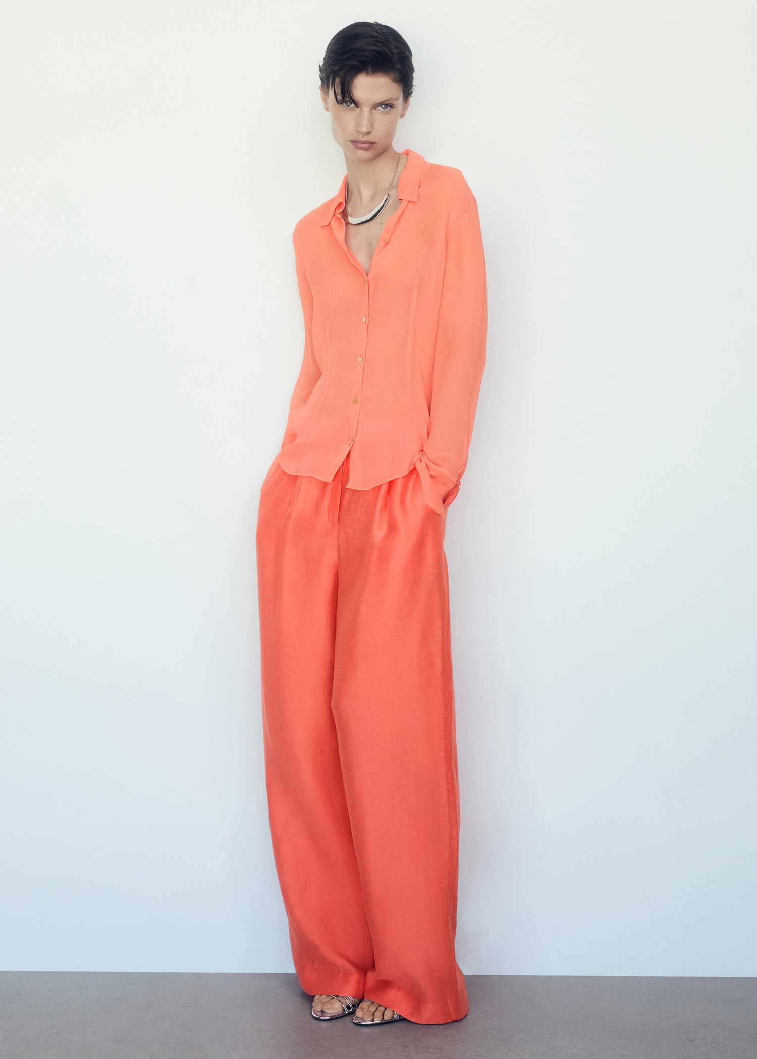Wide-leg linen pants - General plane
