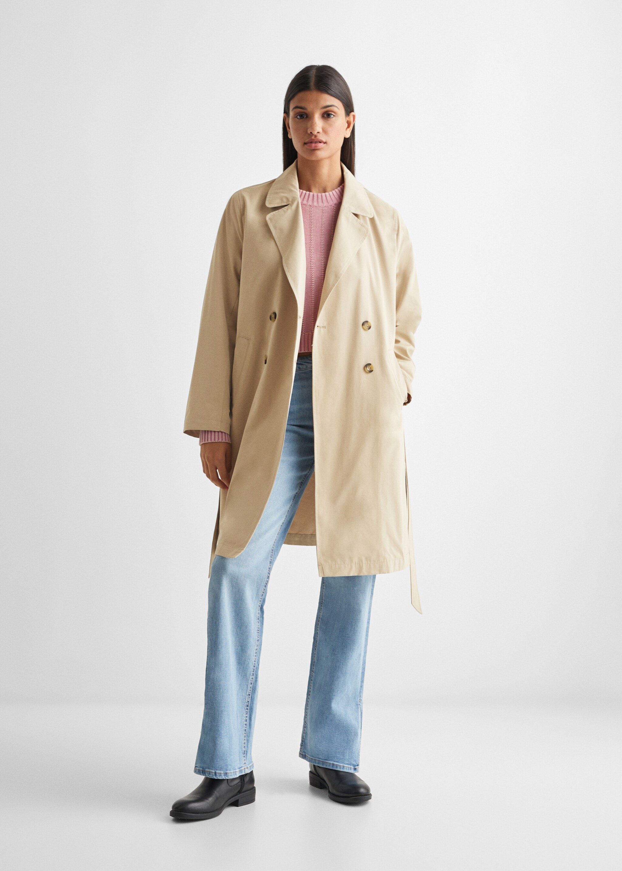 Klassieke trenchcoat met ceintuur - Overzichtstekening