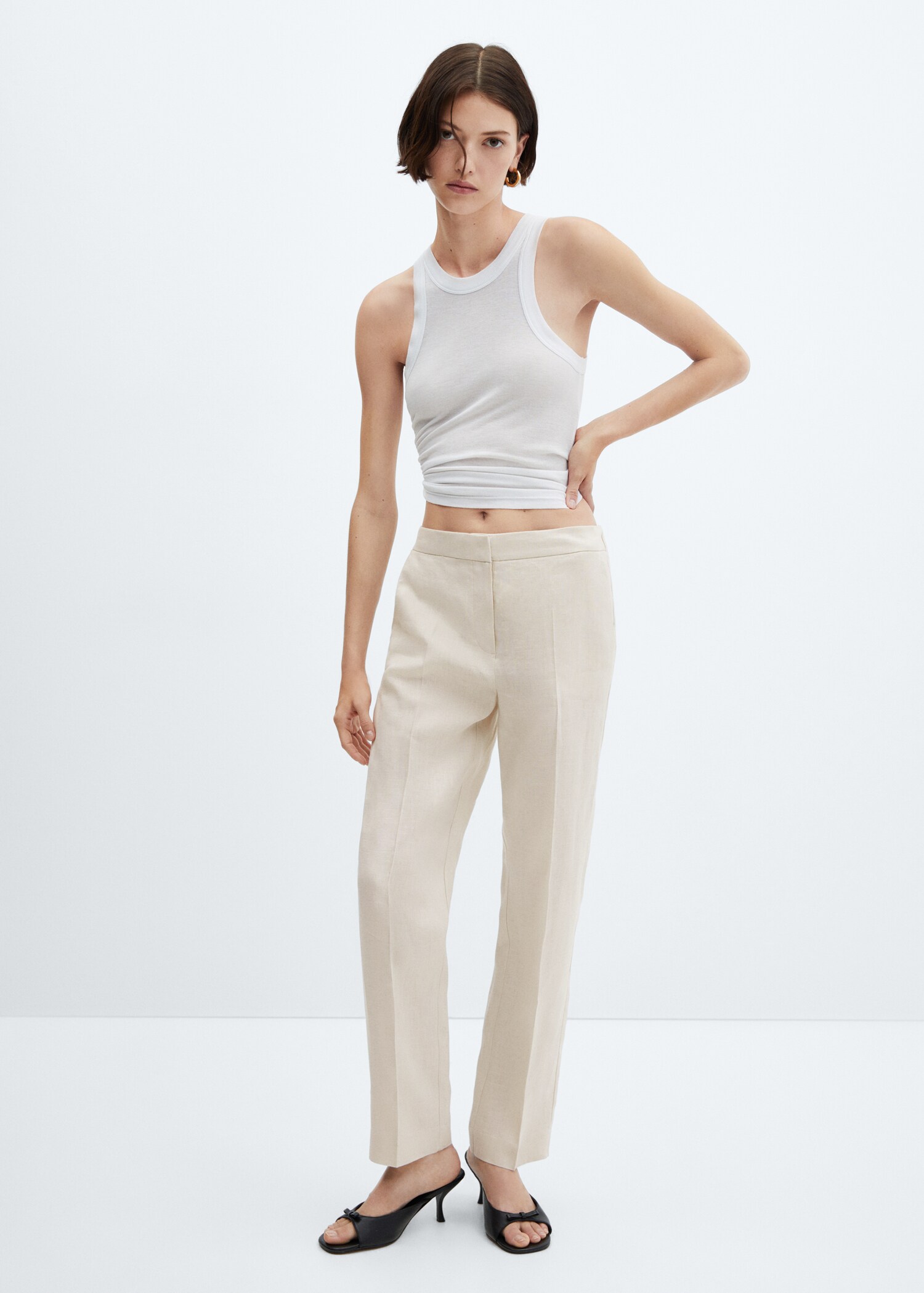 Pantalons 100% lli rectes - Pla general