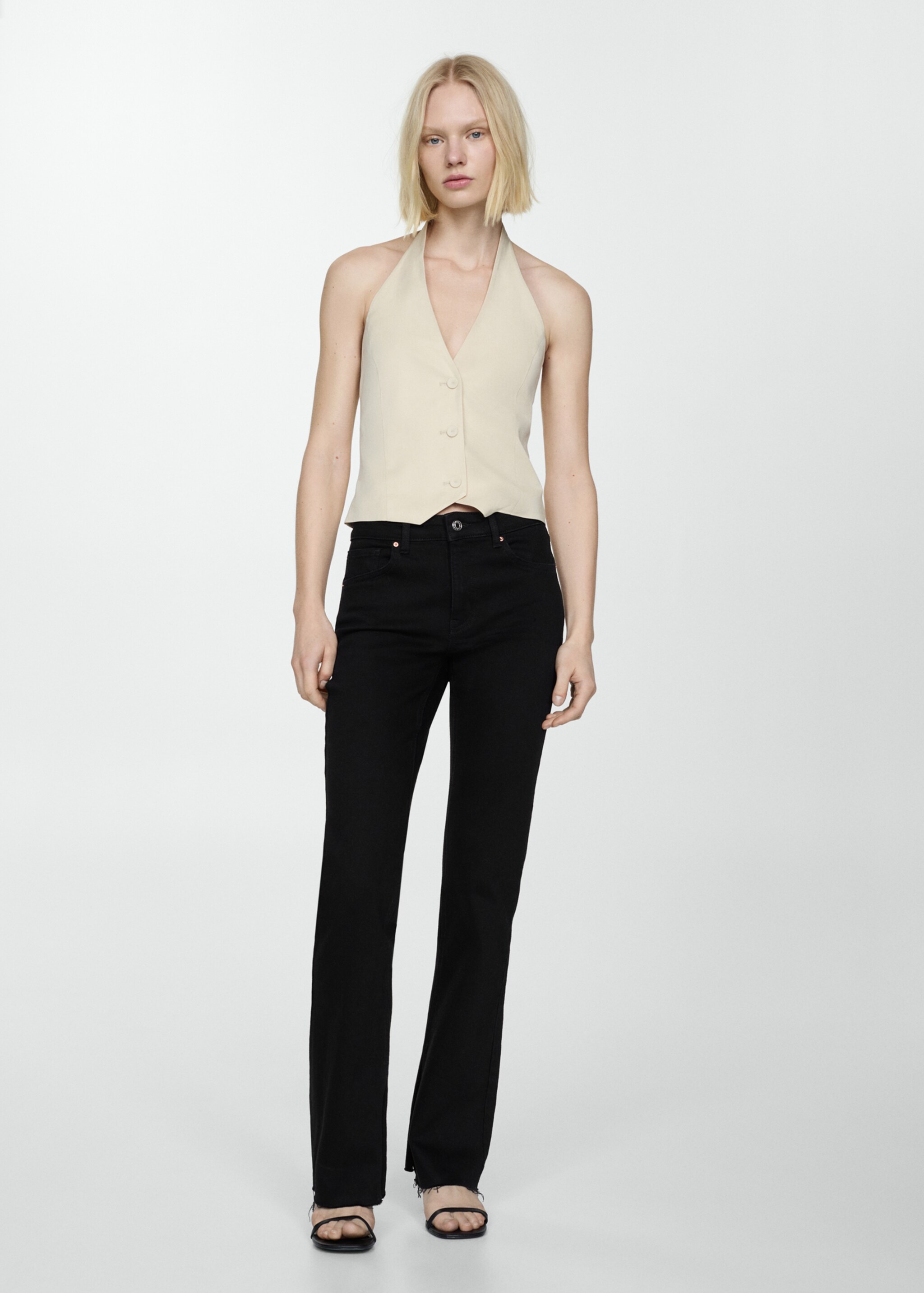 Medium-rise straight jeans with slits - General plane