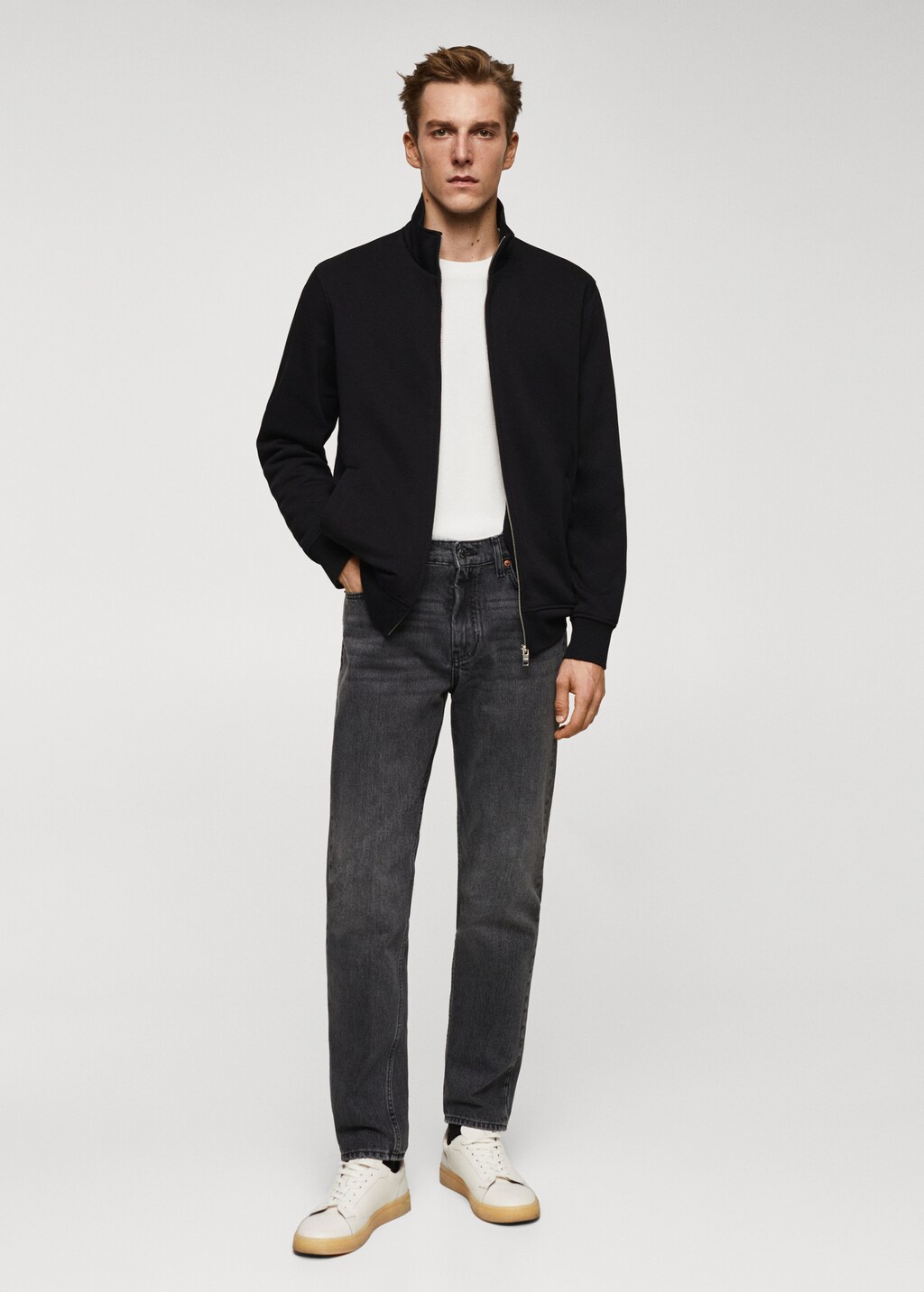 Zipper cotton sweater - Men | MANGO OUTLET USA