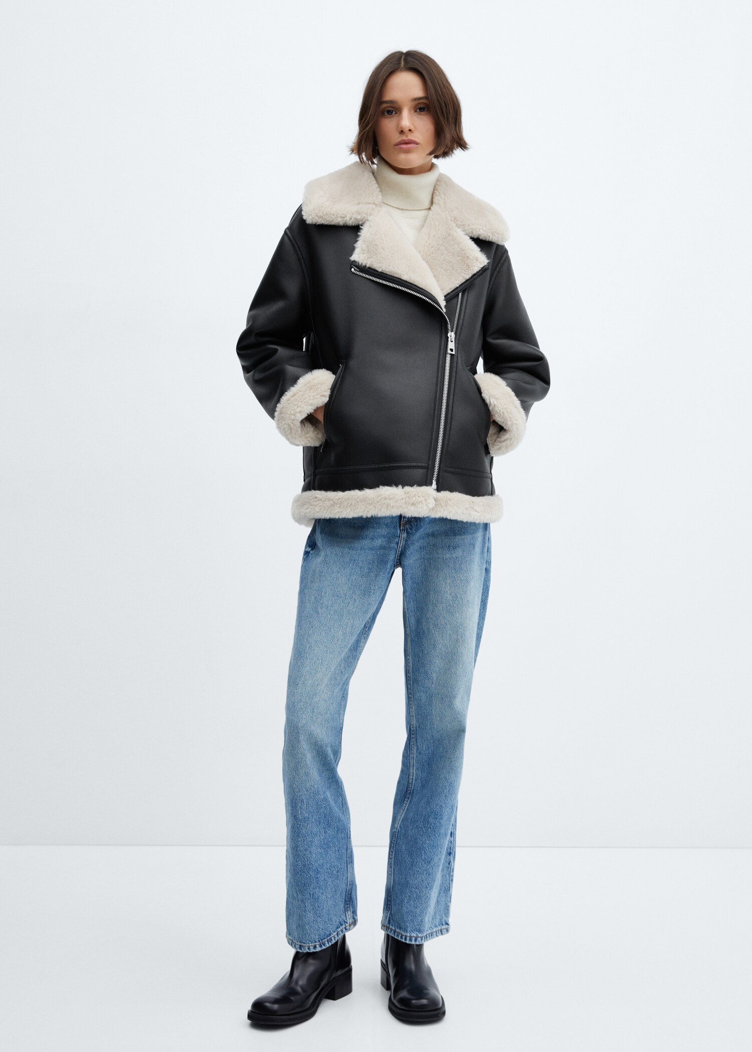 Doubleface-Jacke mit Ledereffekt - Allgemeine Ansicht