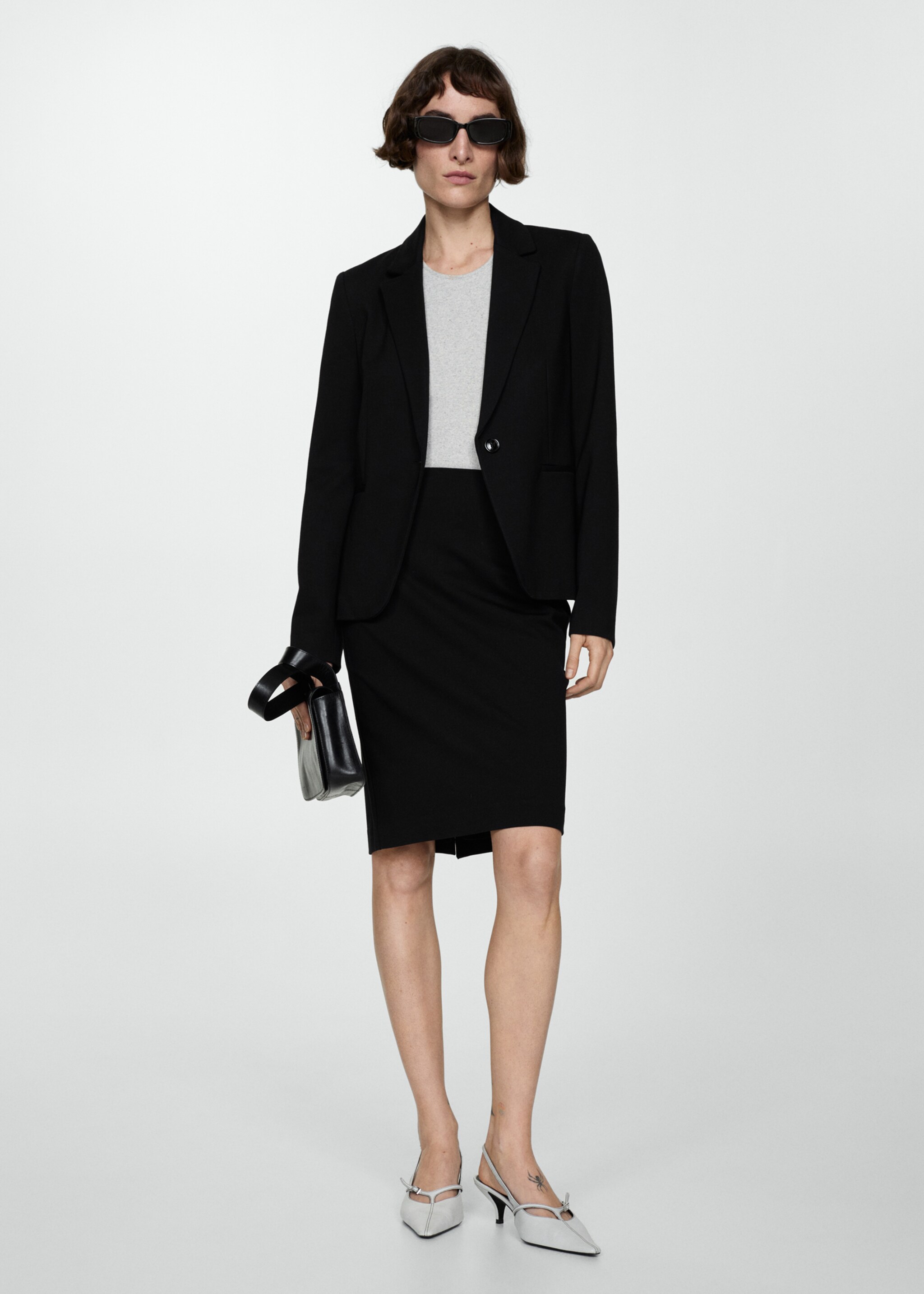 Fitted roma-knit jacket - General plane, Black. Ref: 67040485-00.