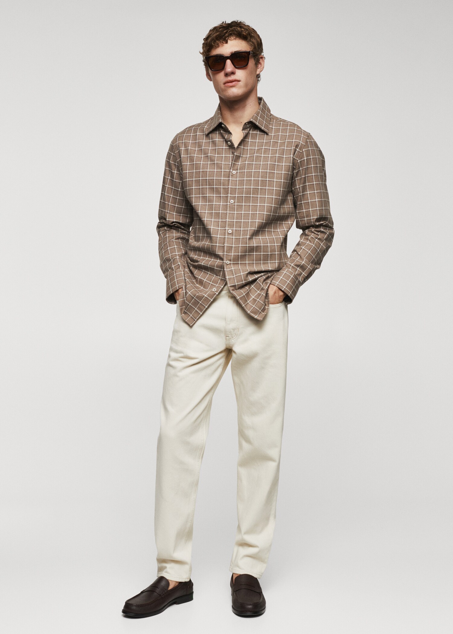 Check flannel cotton shirt - General plane