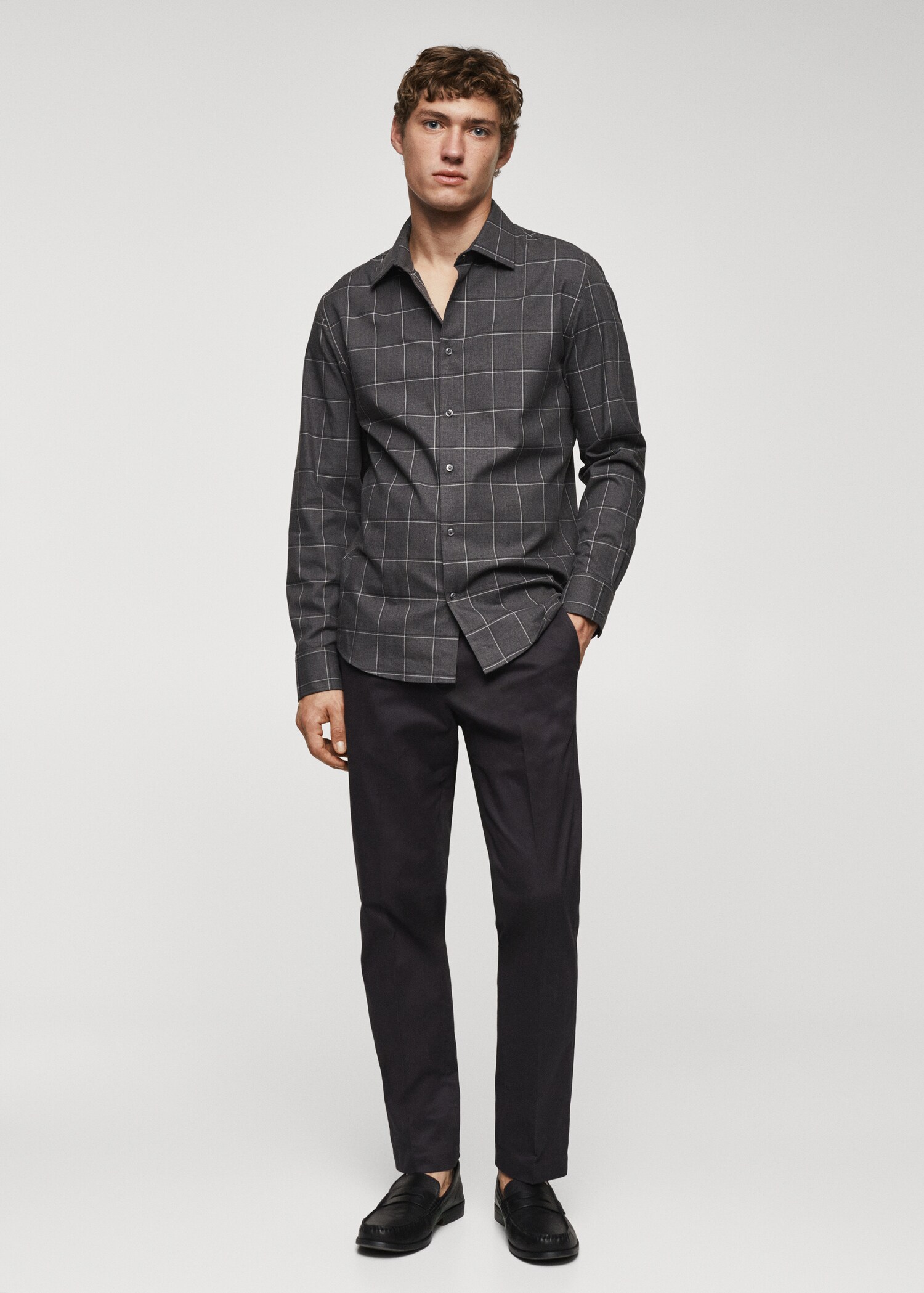 Check flannel cotton shirt - General plane