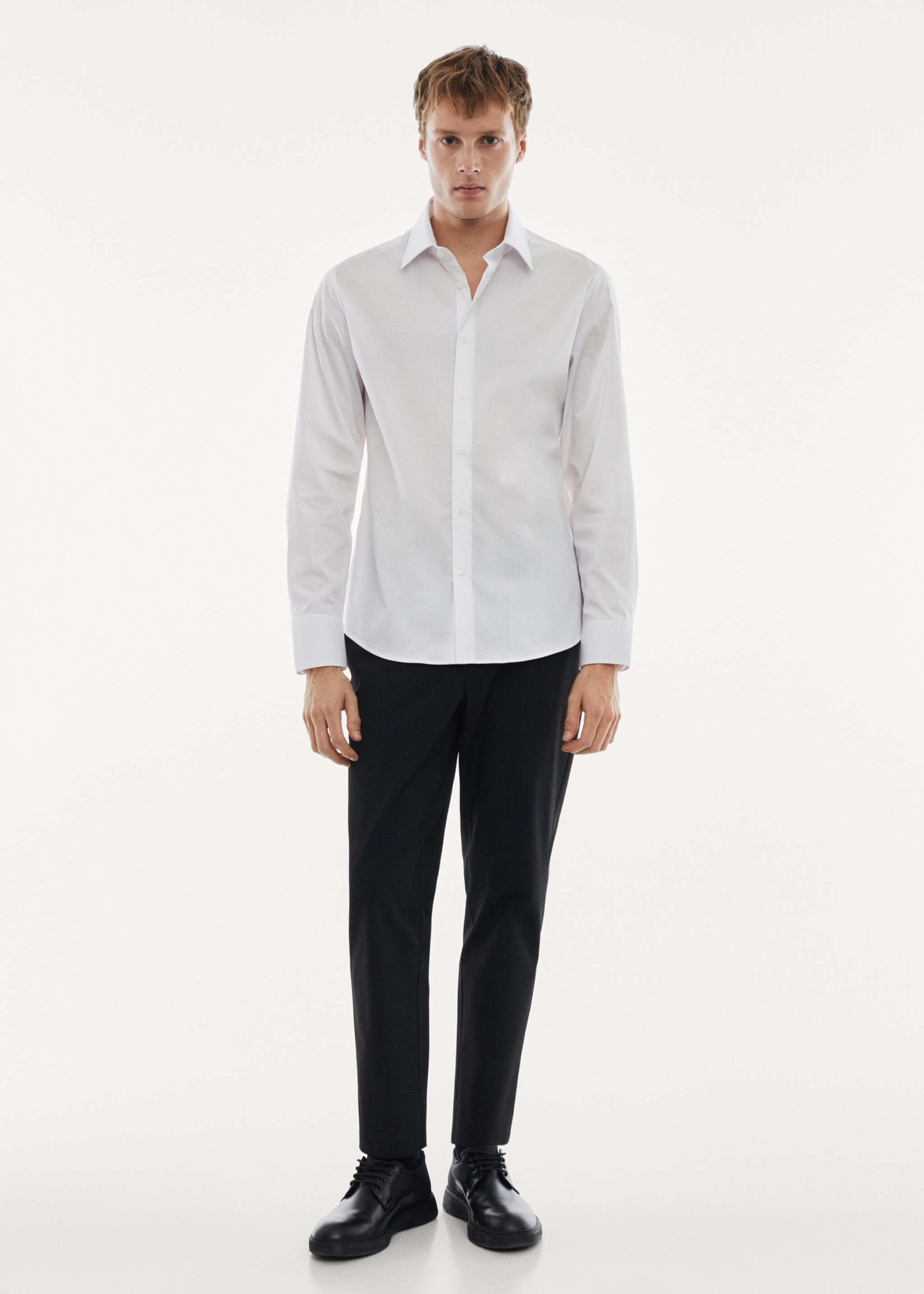Camisa regular fit algodón stretch - Plano general, Blanco. Ref: 67040637-00.