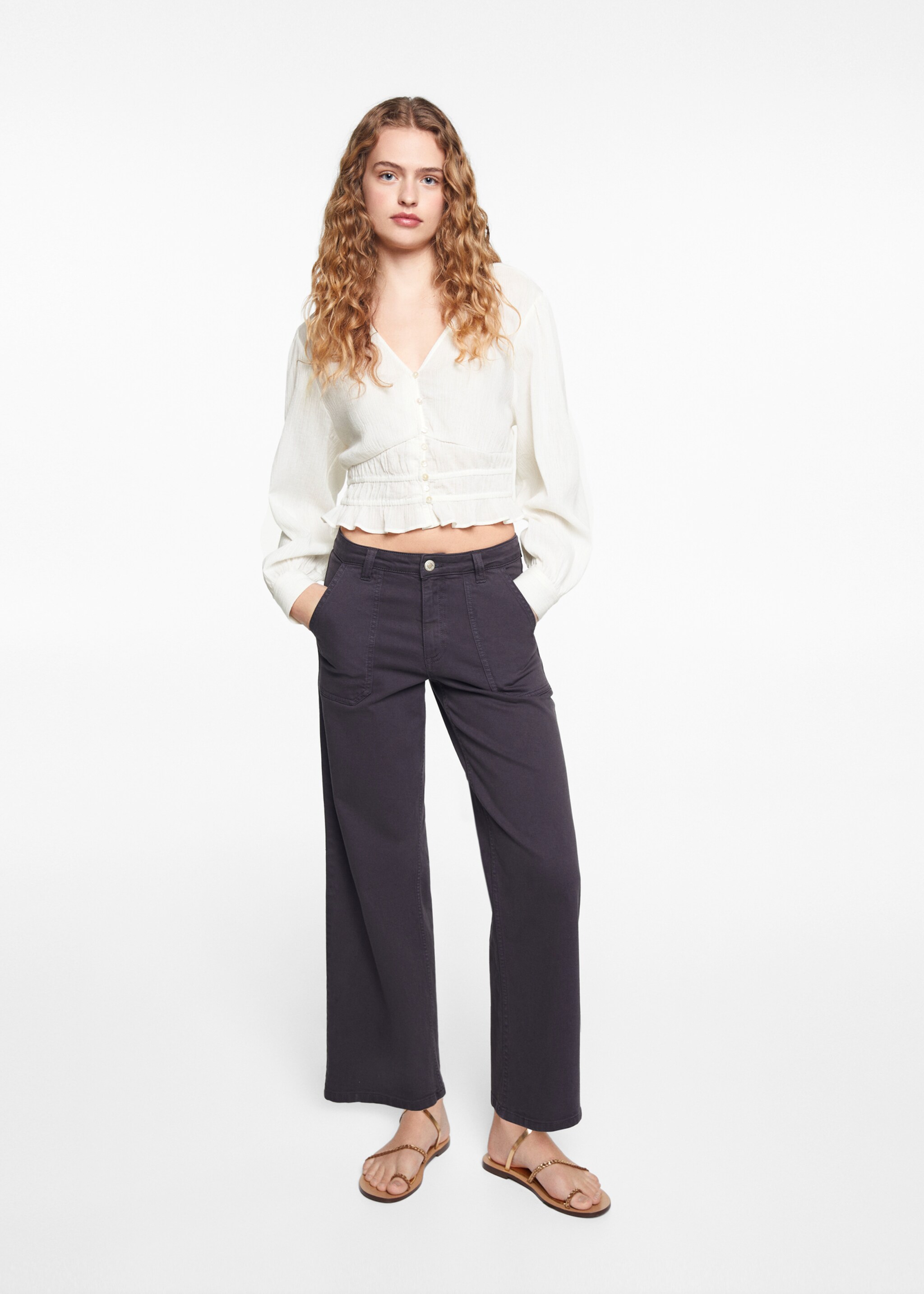 Buttoned cotton shirt - General plane, Ecru. Ref: 67040641-00.