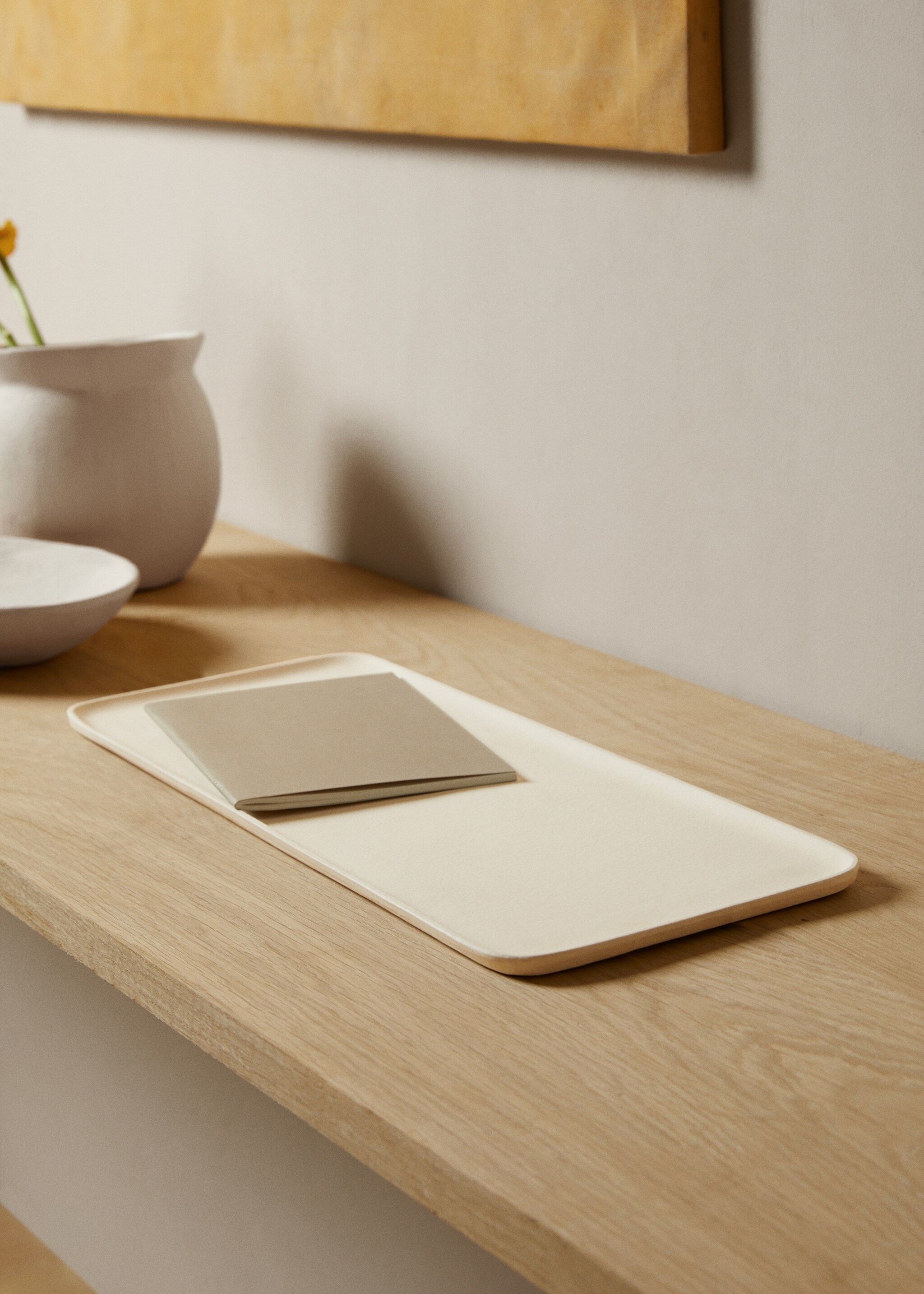 Rectangular metal tray 49.5x20cm - General plane, Off White. Ref: 67044055-00.