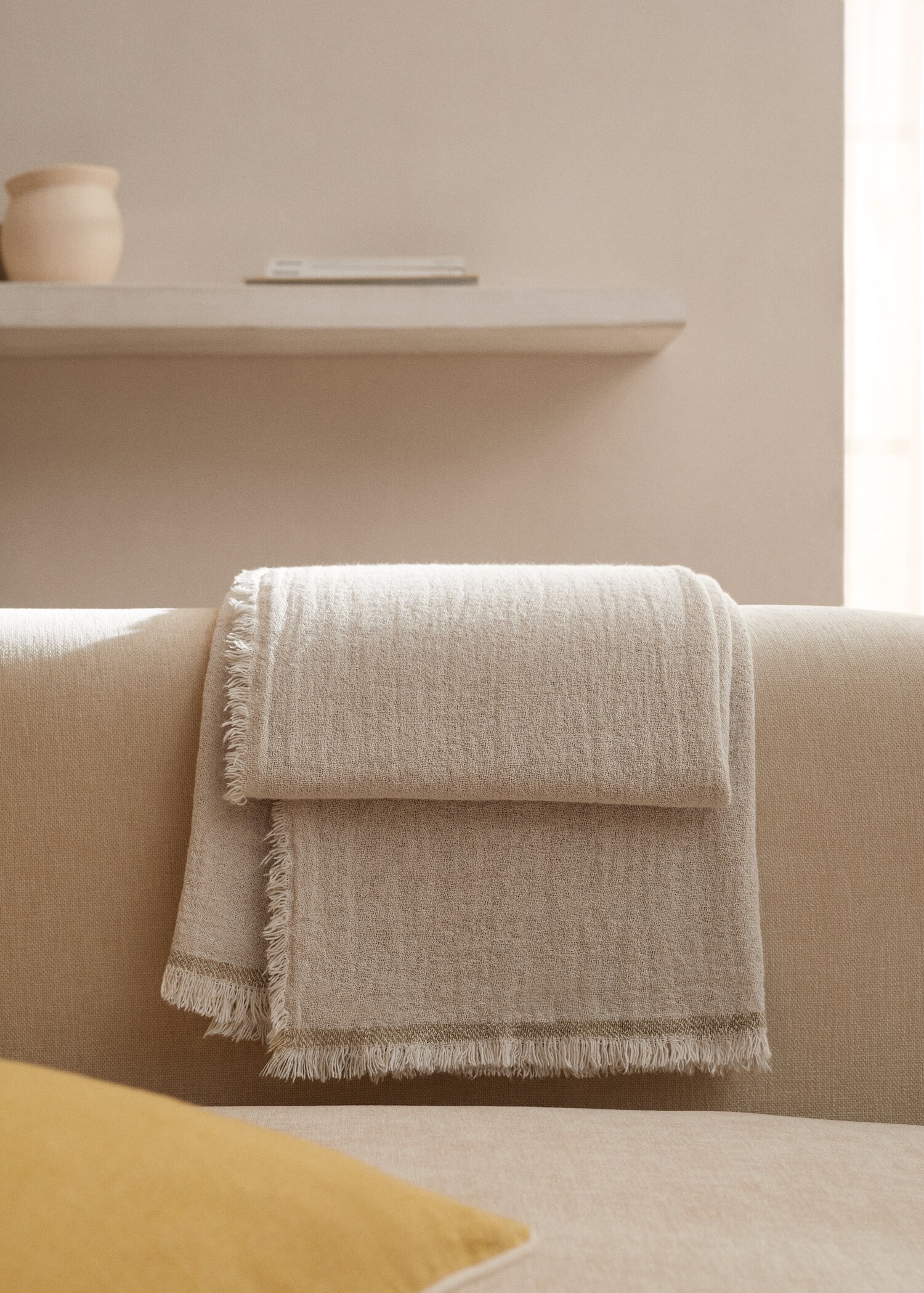 Coperta cotone e lino frange - Piano generale