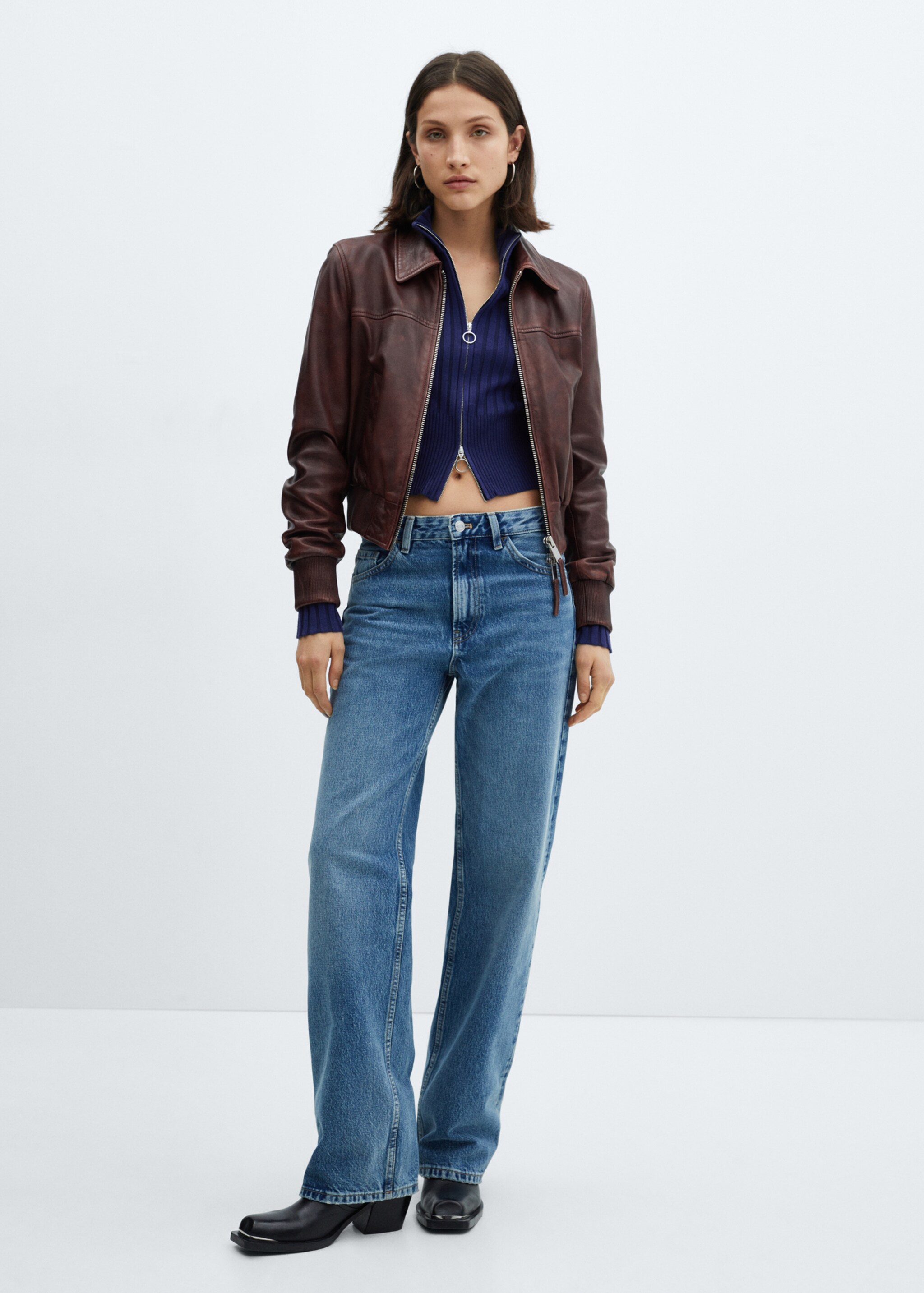 Crop-Cardigan mit Reißverschluss - Allgemeine Ansicht