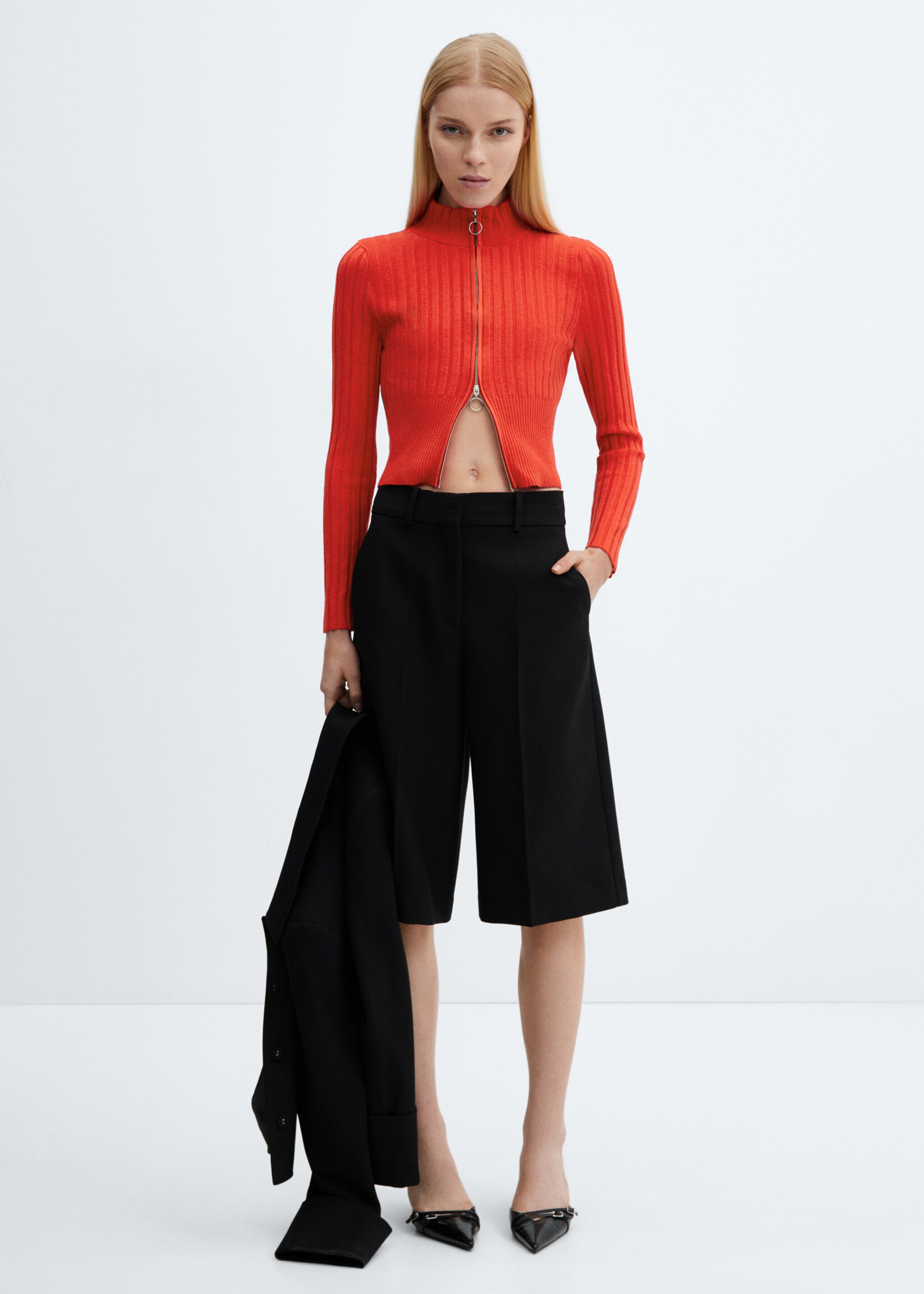 Crop vest met rits - Overzichtstekening