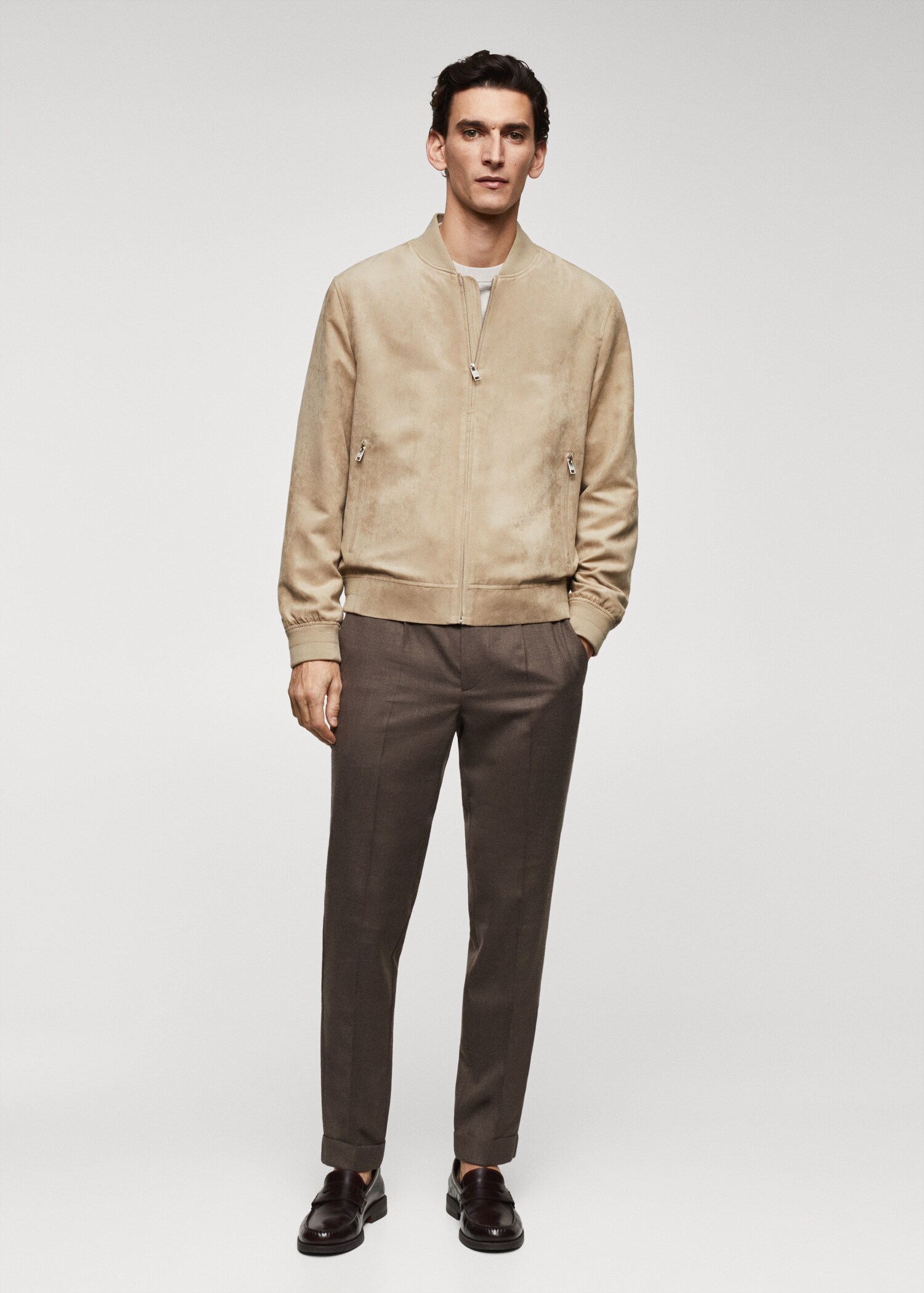 Suede-effect bomber jacket - General plane