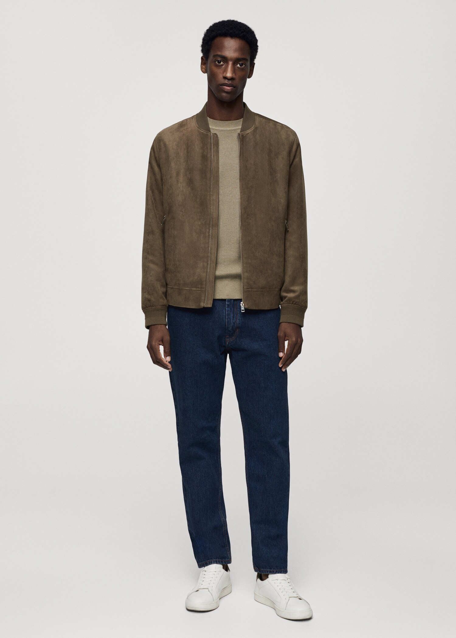 Suede-effect bomber jacket - General plane