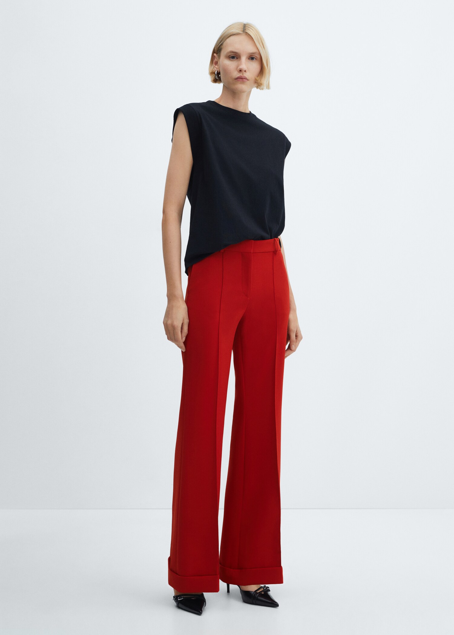 Mid-rise flare trousers - General plane