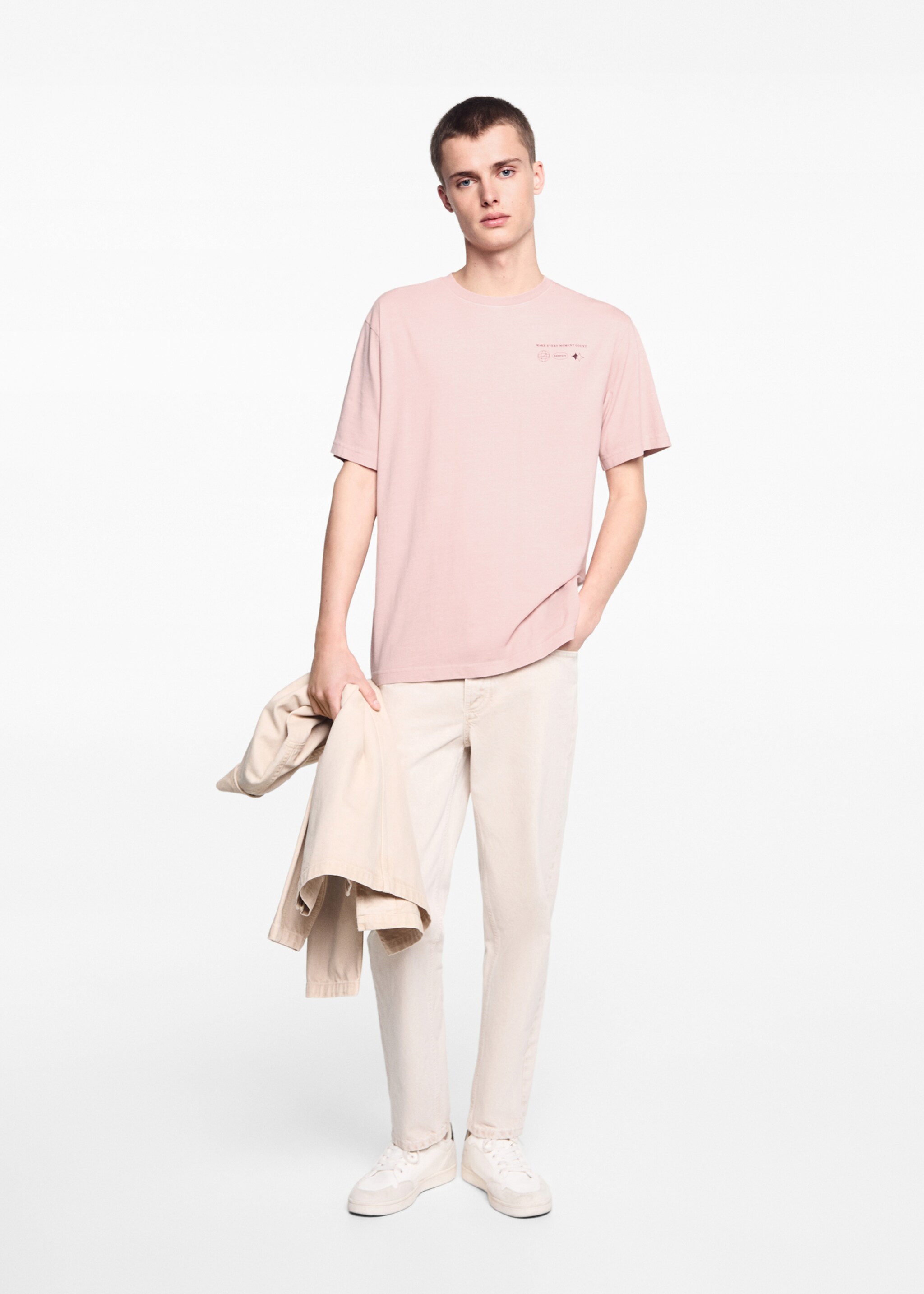 Short-sleeved printed t-shirt - General plane, Light Pink. Ref: 67045143-00.