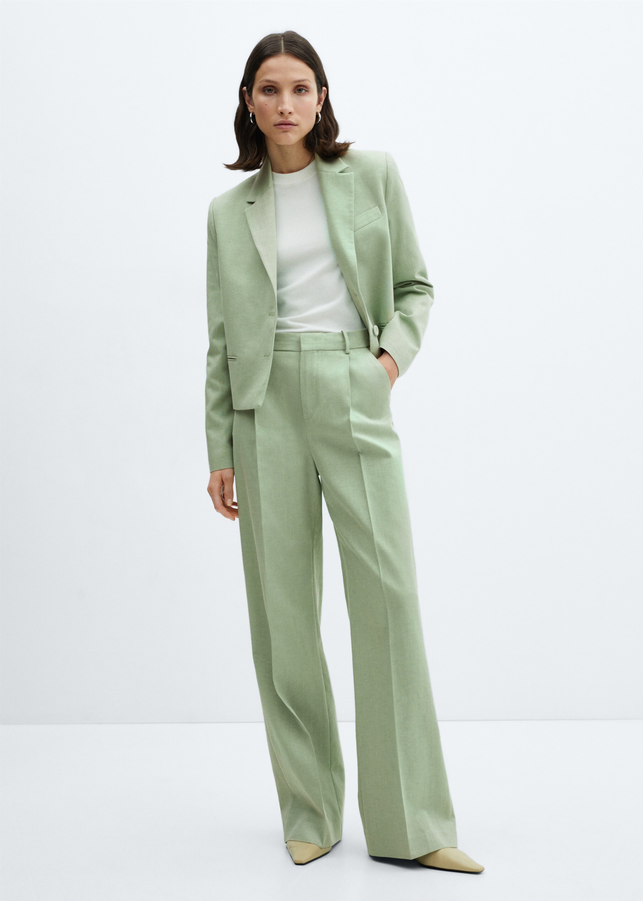 Pantalon costume wideleg à pinces - Plan général