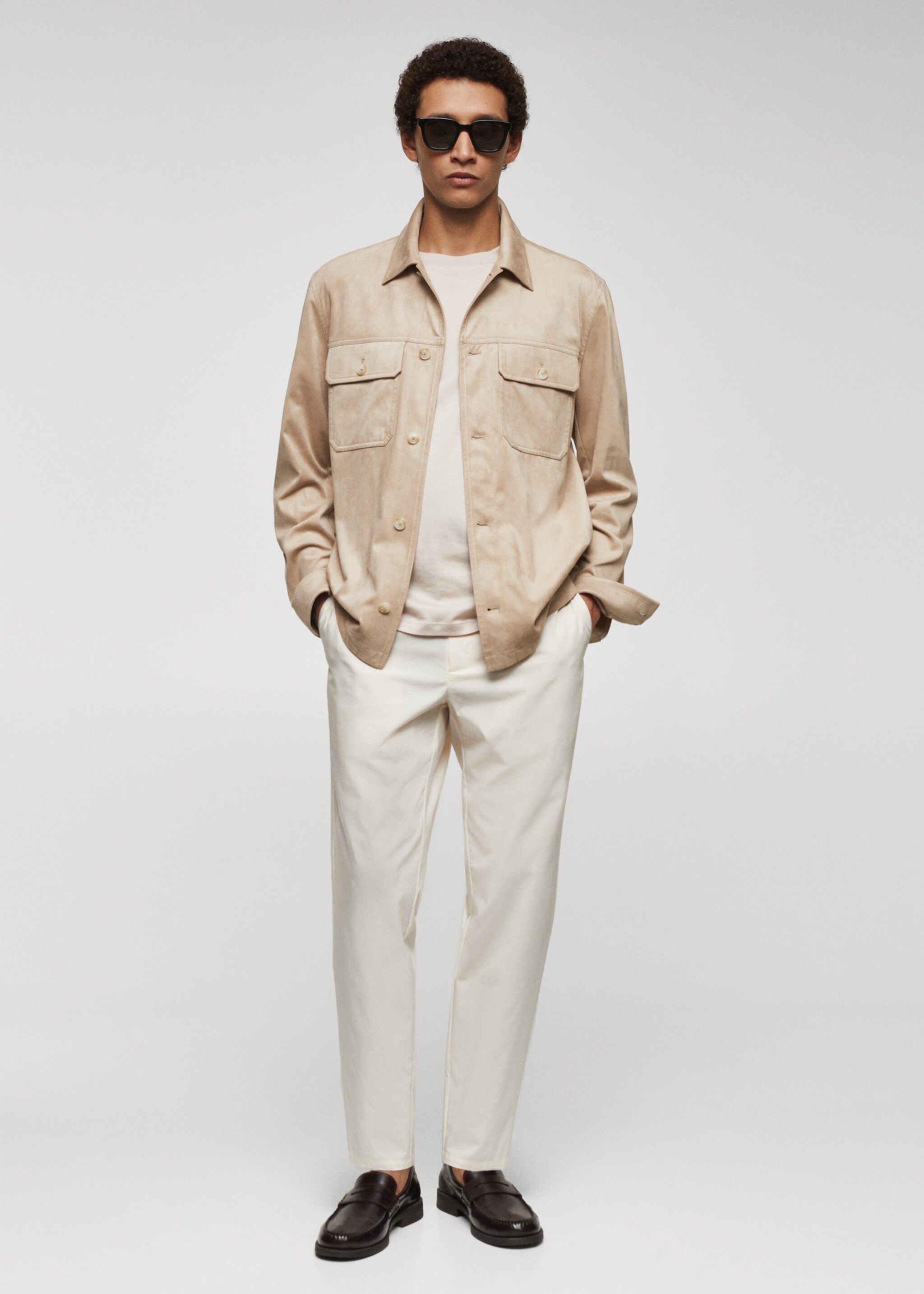 Overshirt mit Wildleder-Effekt und Taschen - Allgemeine Ansicht