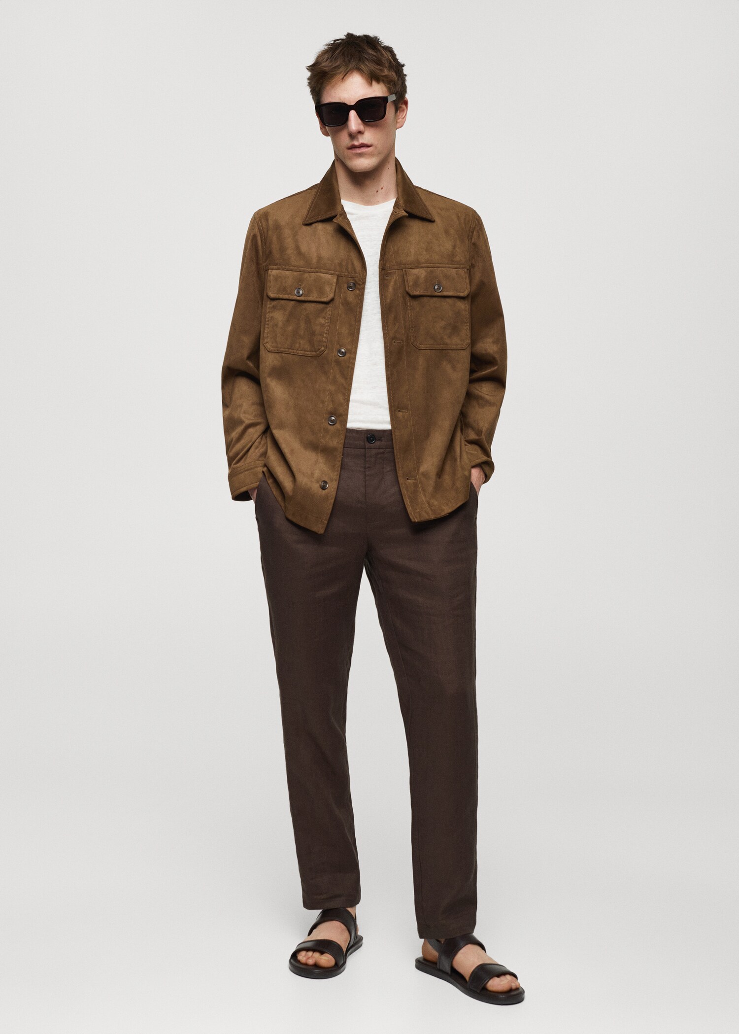Suede effect overshirt with pockets - General plane