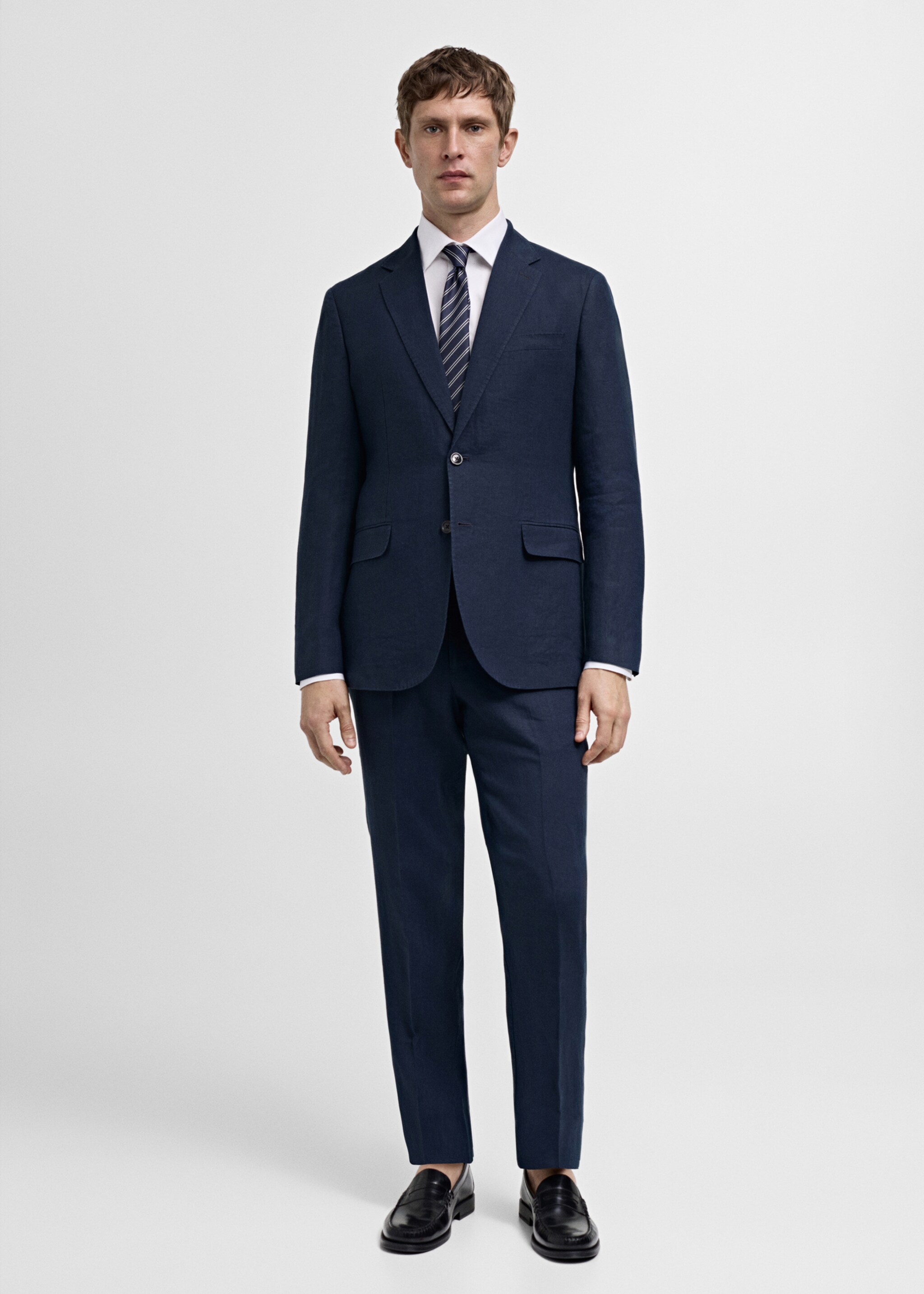 100% linen slim-fit suit trousers - General plane
