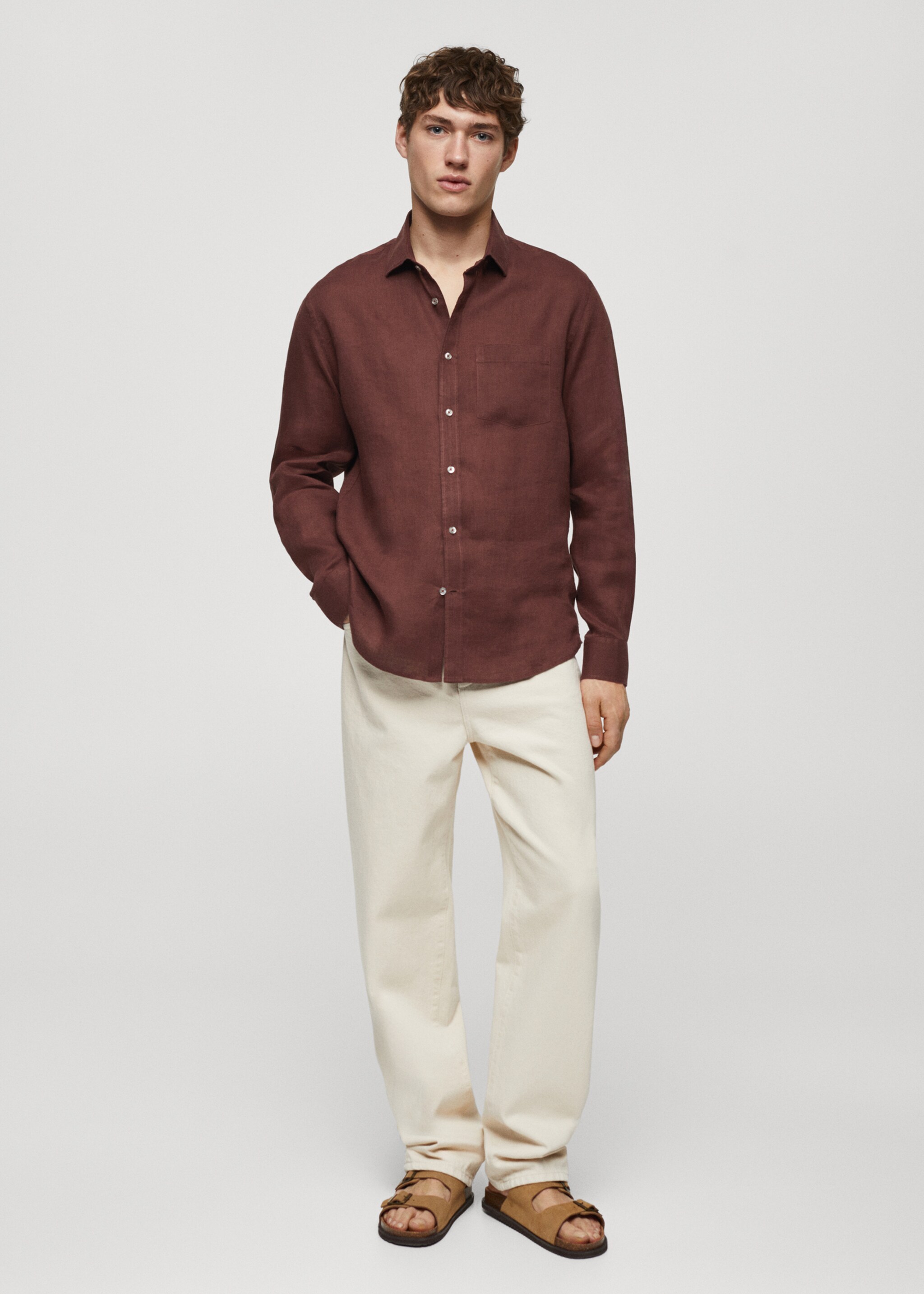 Classic fit 100% linen shirt - General plane