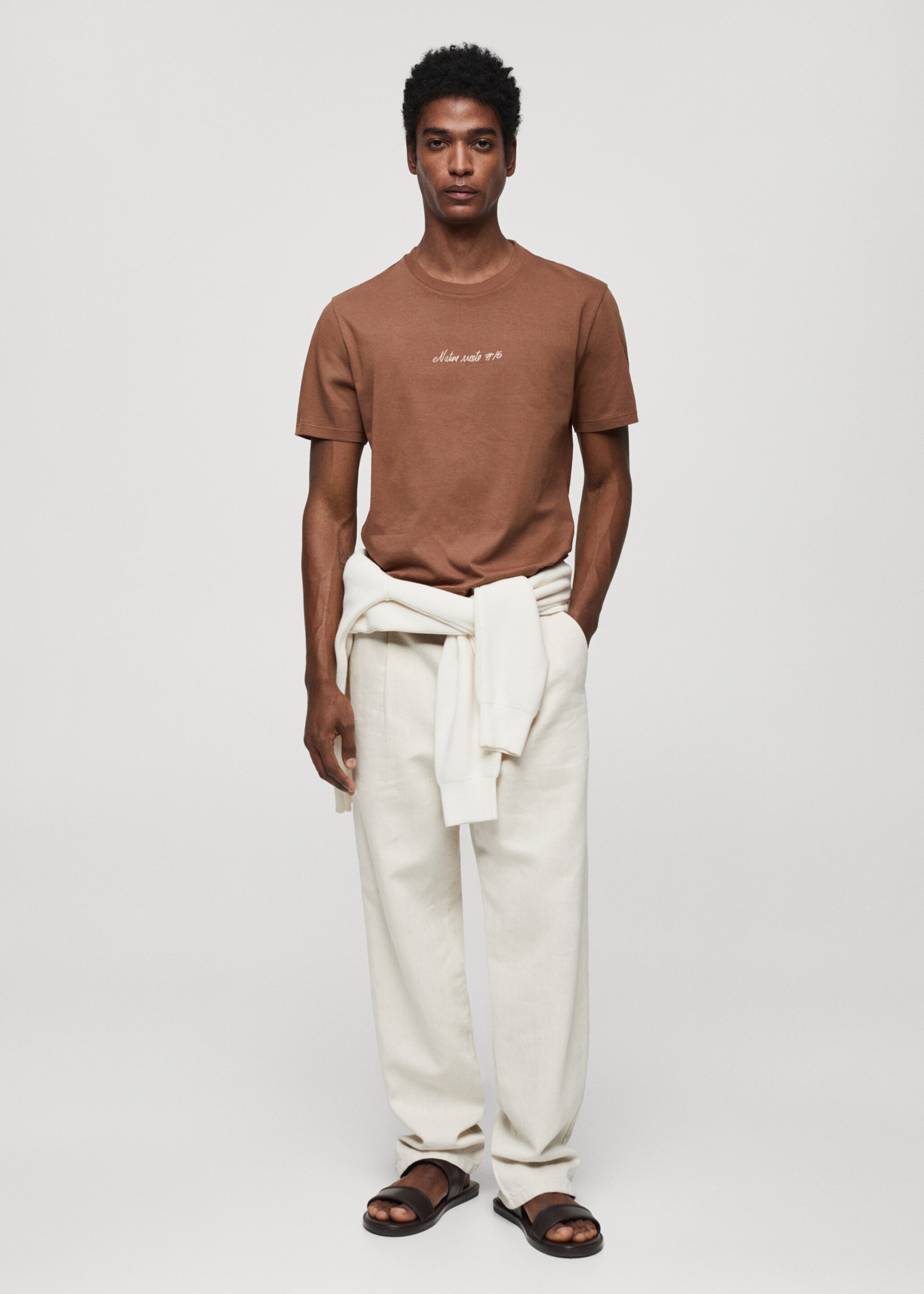 100% cotton t-shirt with printed detail - General plane, Brown. Ref: 67045986-00.