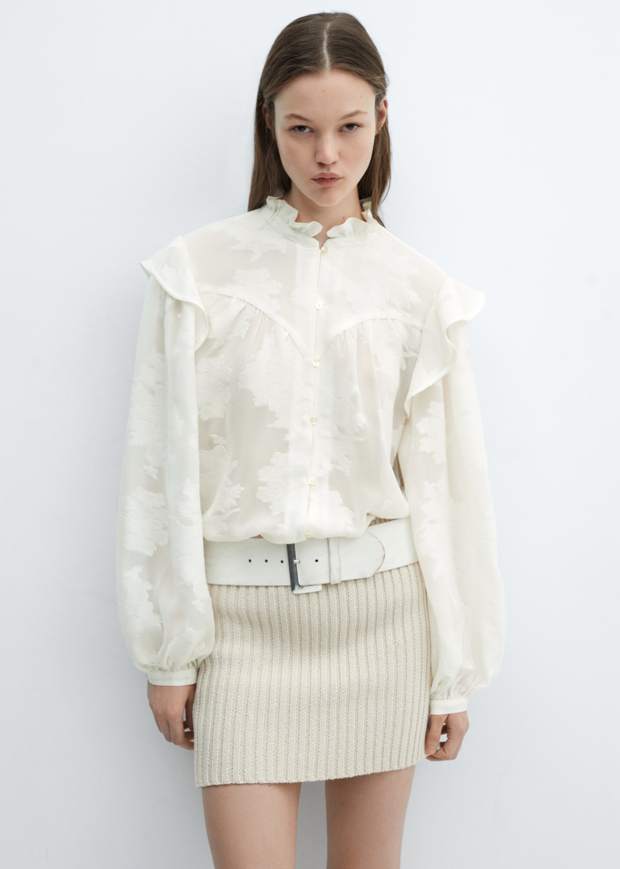 Wide leather belt - General plane, White. Ref: 67045991-00.