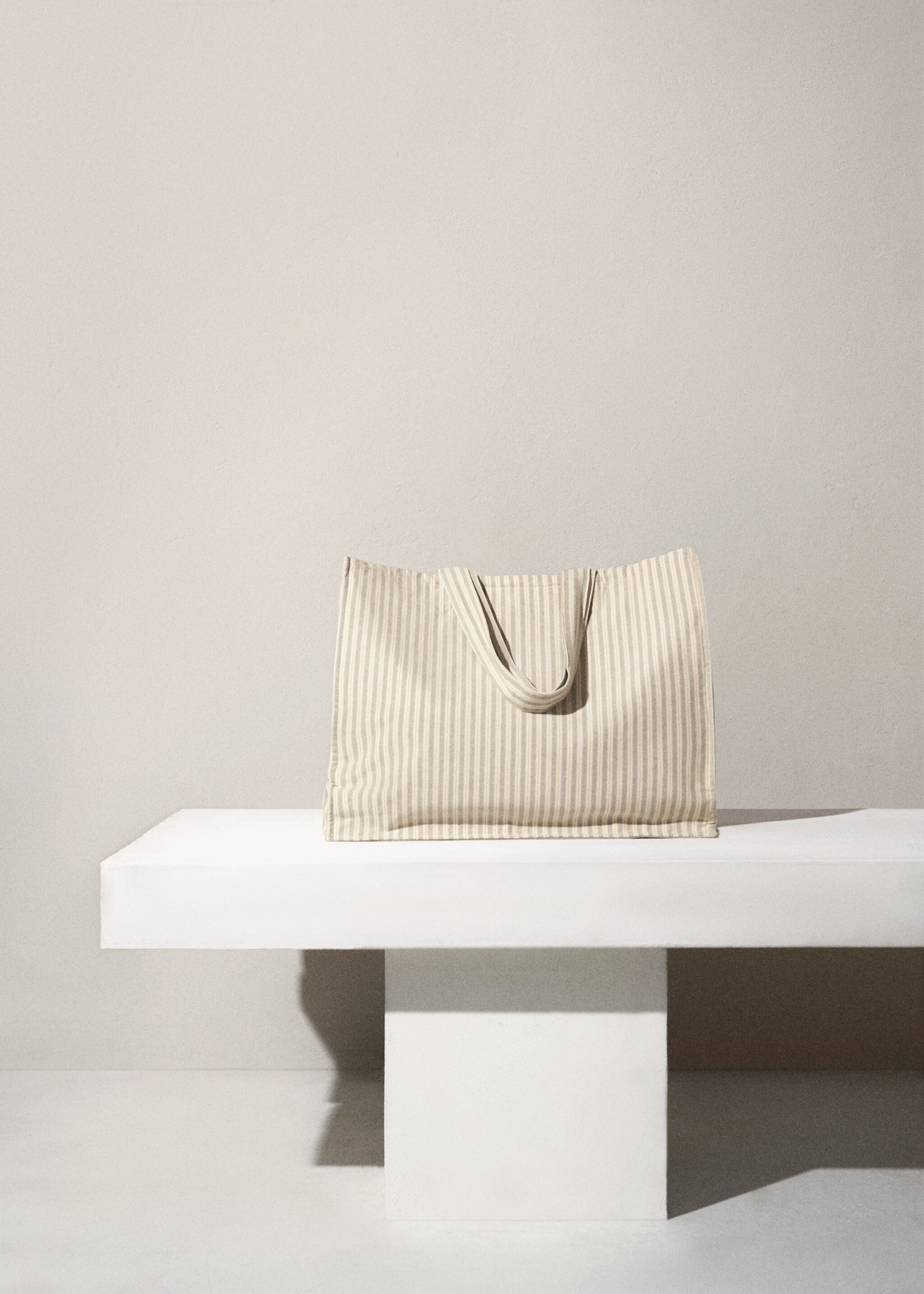 Tote bag cotone a righe - Piano generale, Verde. Ref: 67046049-00.