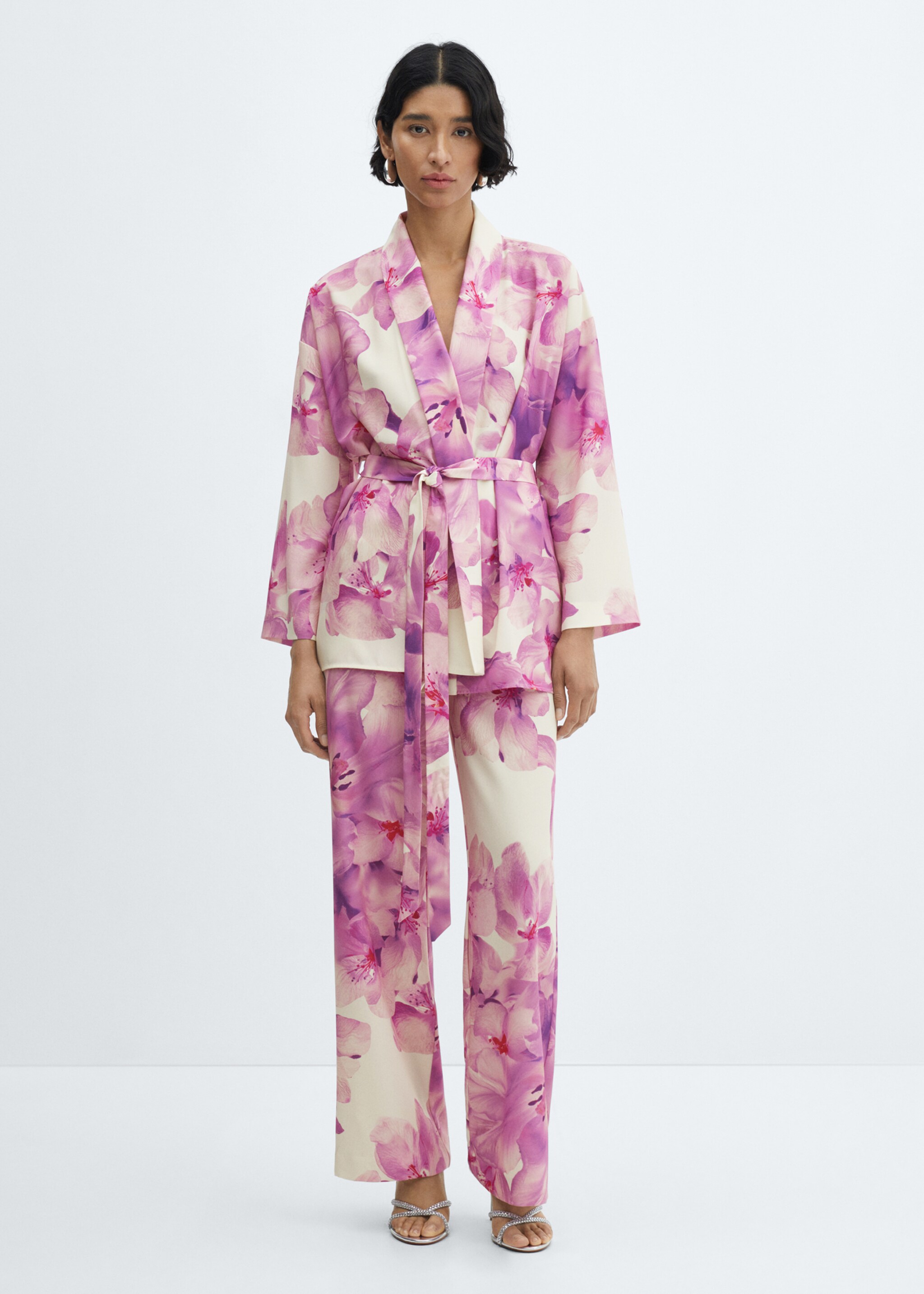 Floral print straight trousers - General plane
