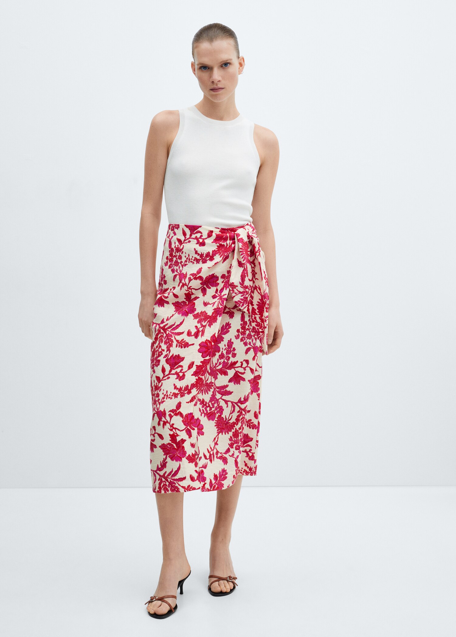Floral-print wrap skirt - General plane