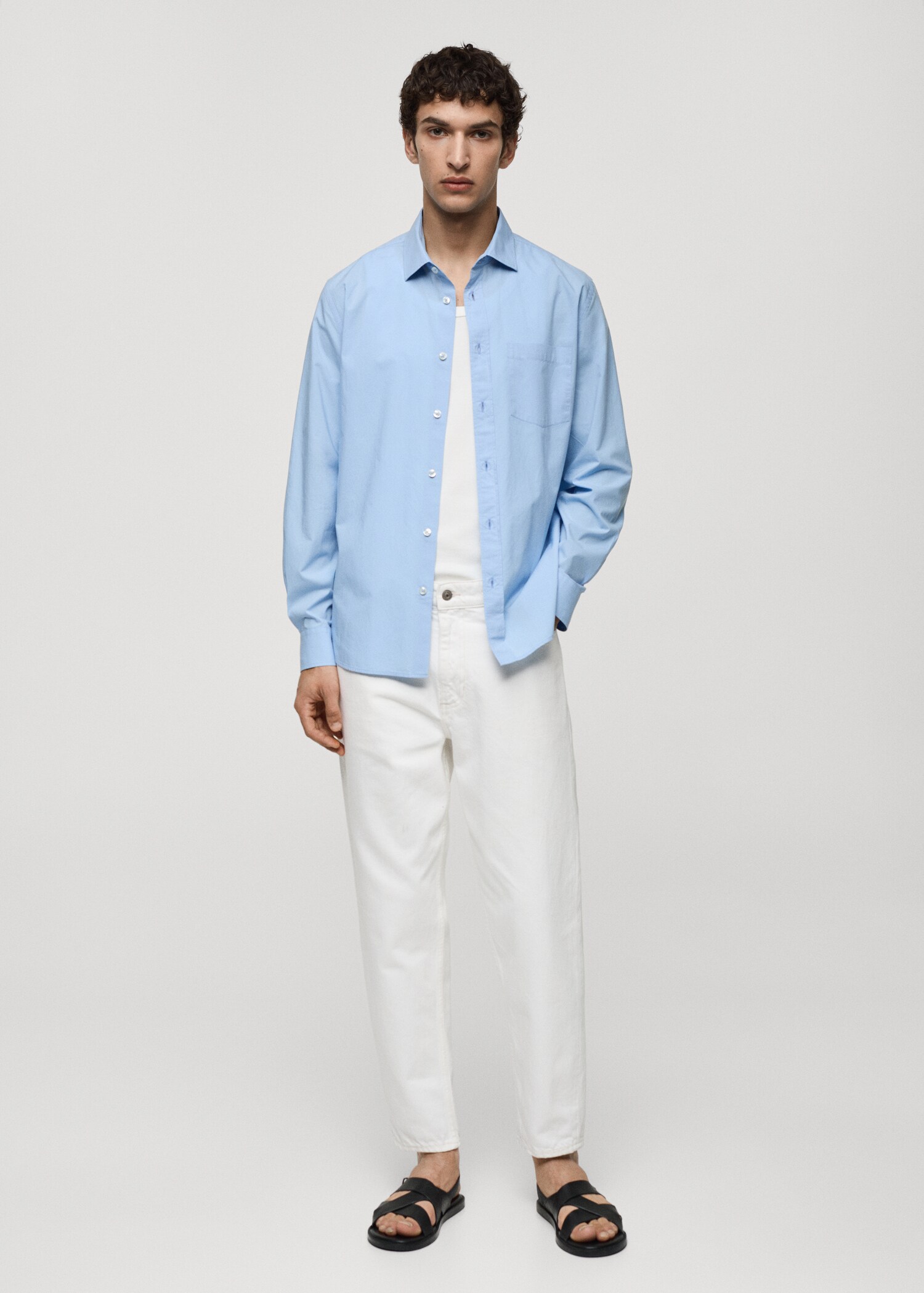 Regular-fit 100% cotton shirt with pocket - General plane