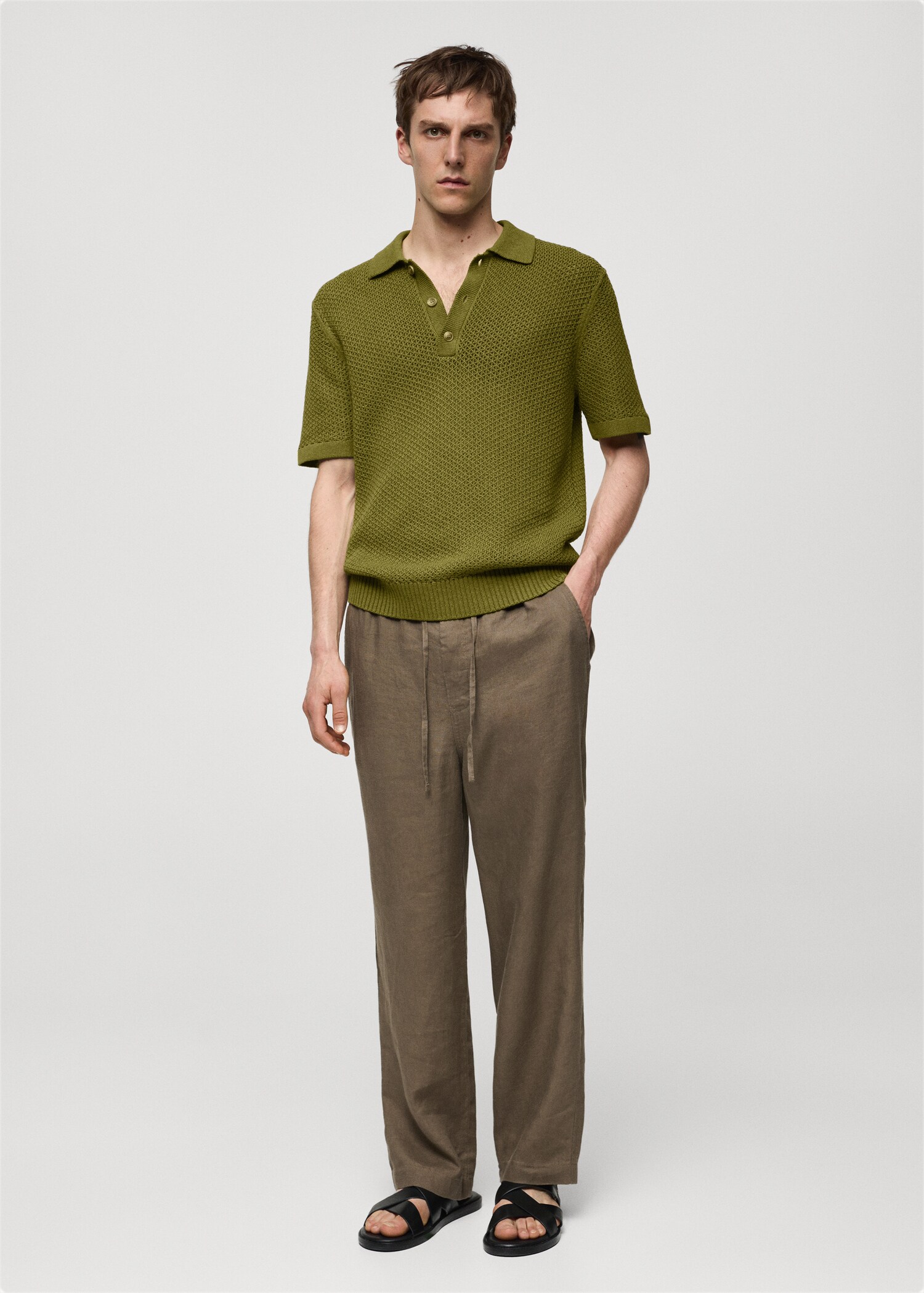 Strickpoloshirt in Flecht-Optik - Allgemeine Ansicht