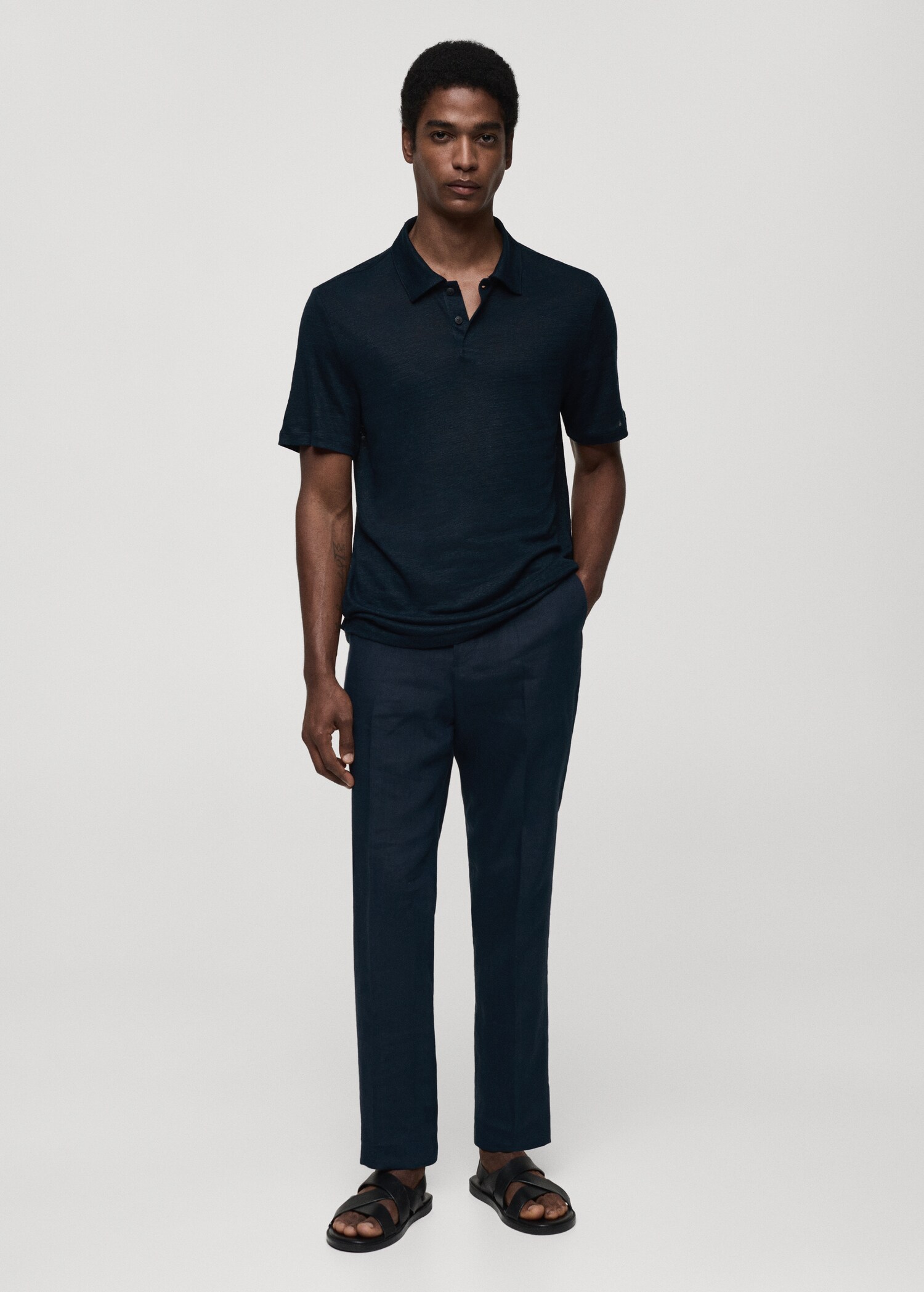 Polo slim fit 100% lino - Plano general