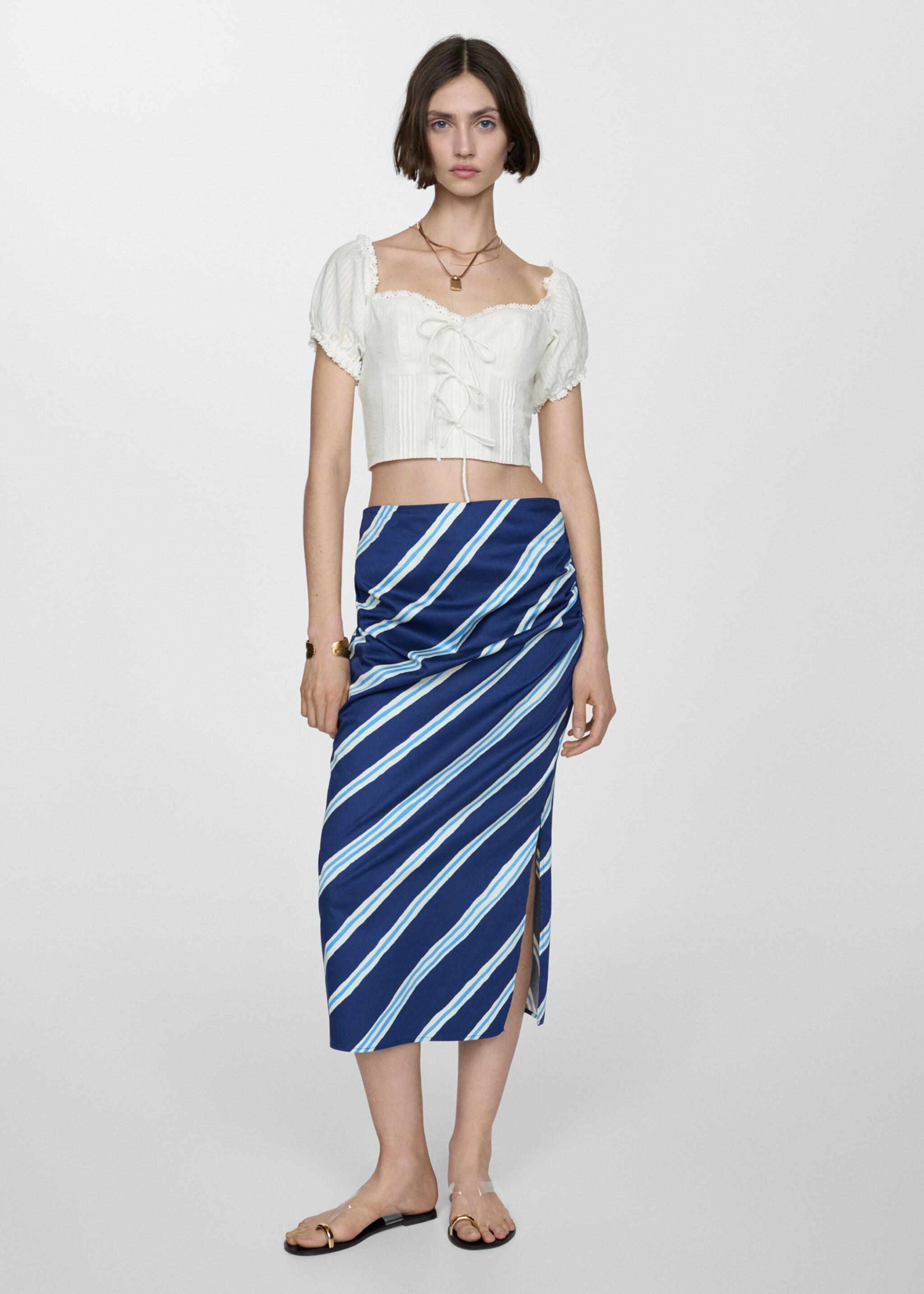 Cropped blouse with bow detail - General plane