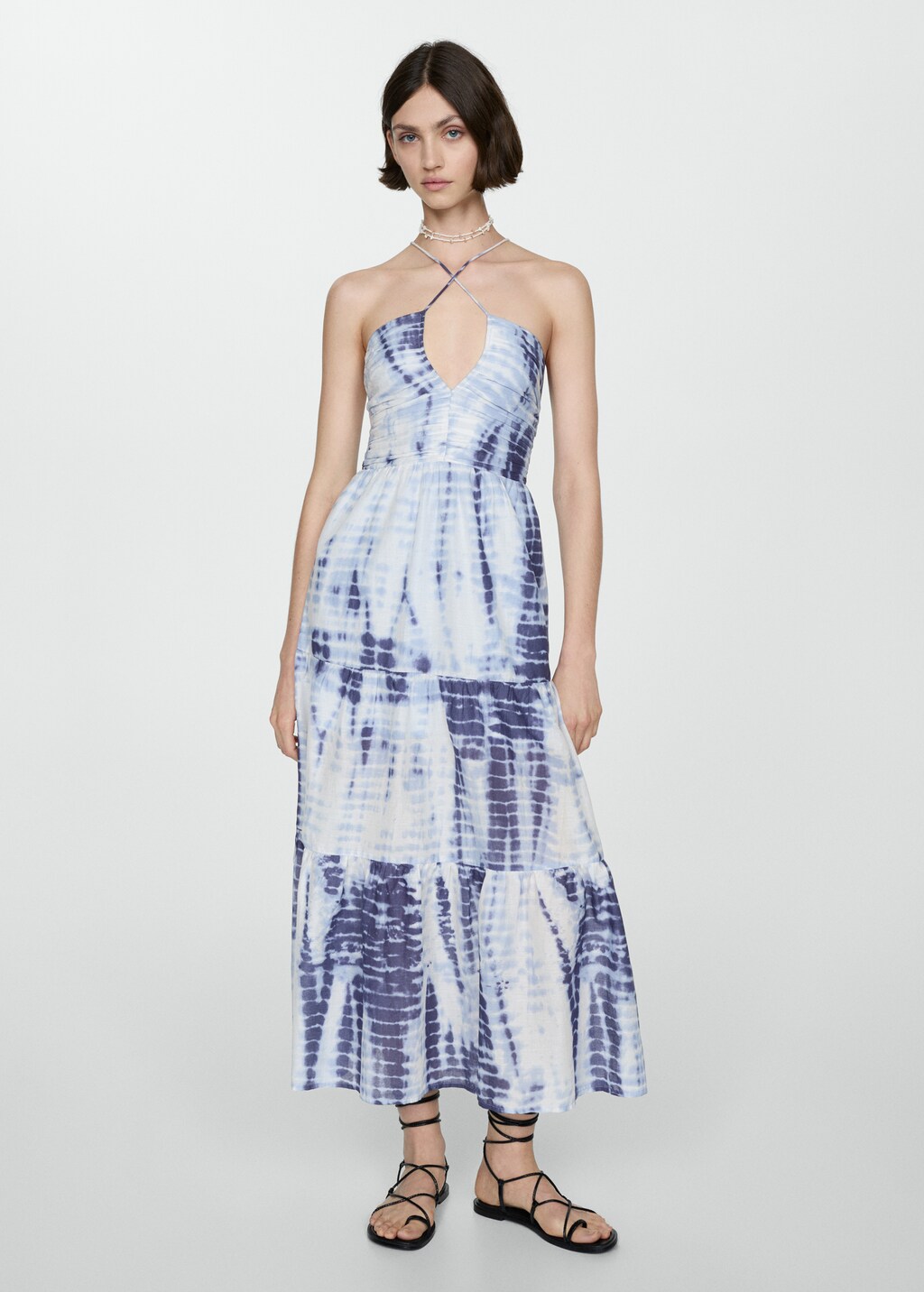 V-neck printed dress - Women | MANGO OUTLET USA