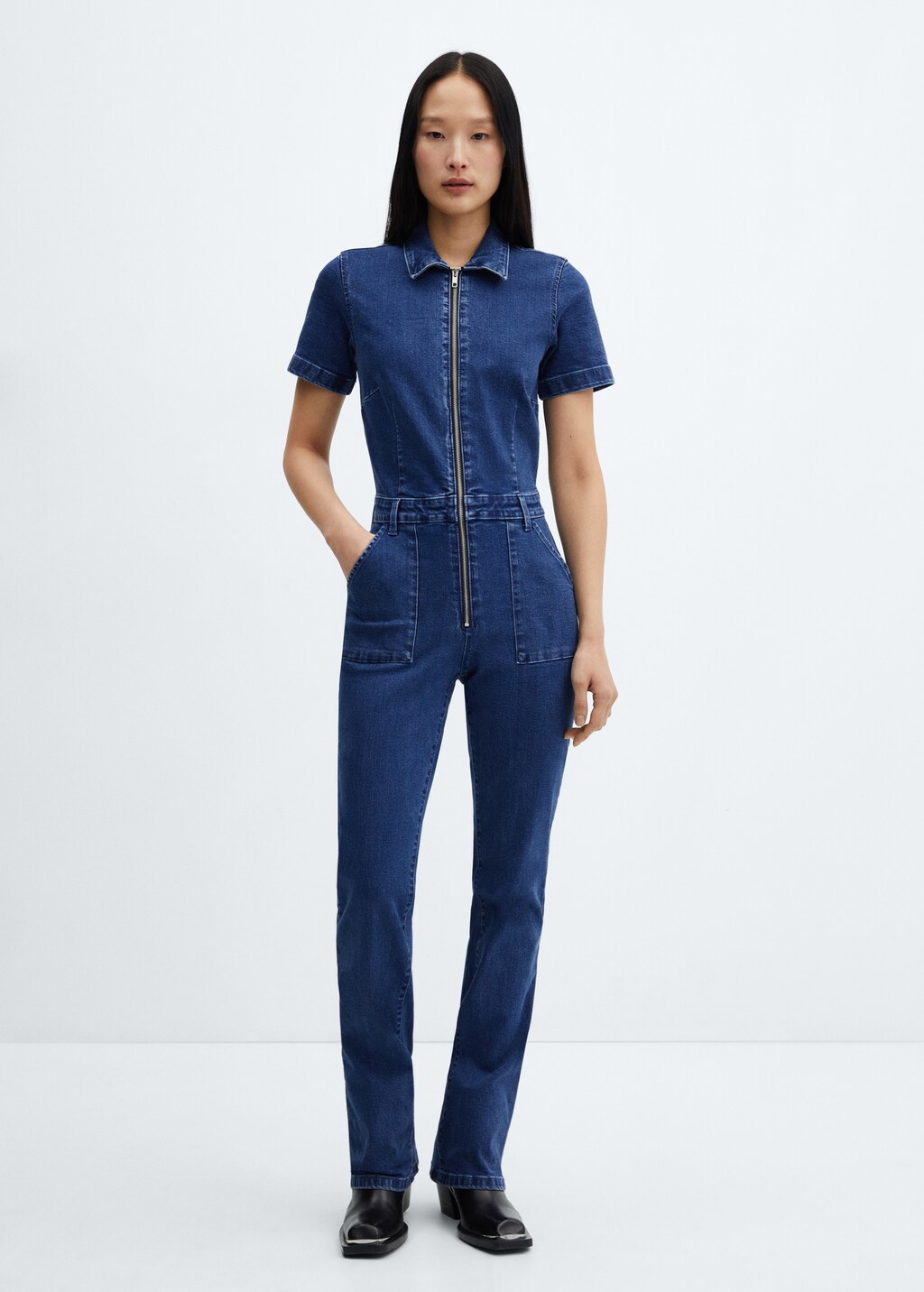 Denim zipper jumpsuit - Women | MANGO OUTLET USA