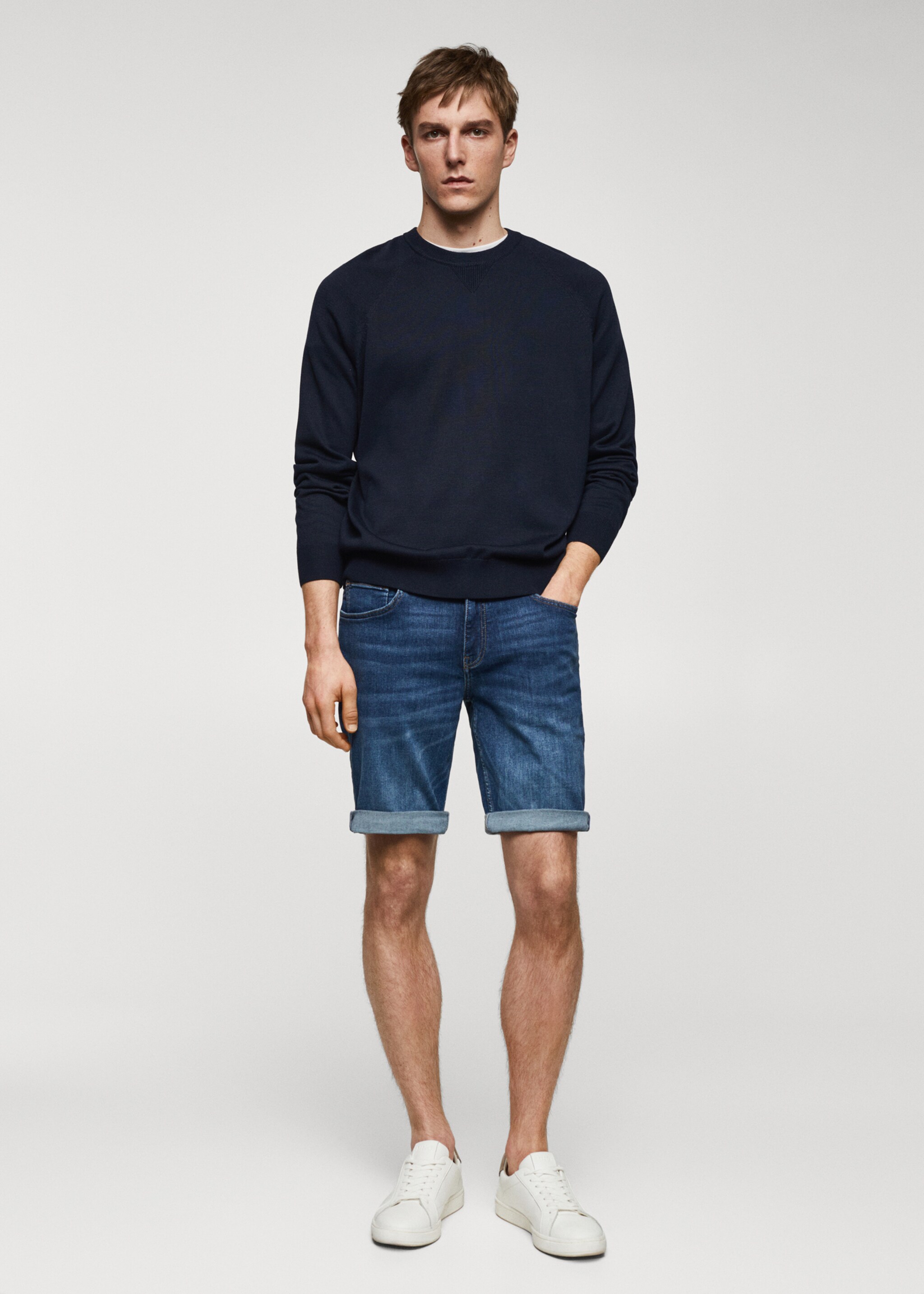 Slim-fit denim bermuda shorts - General plane