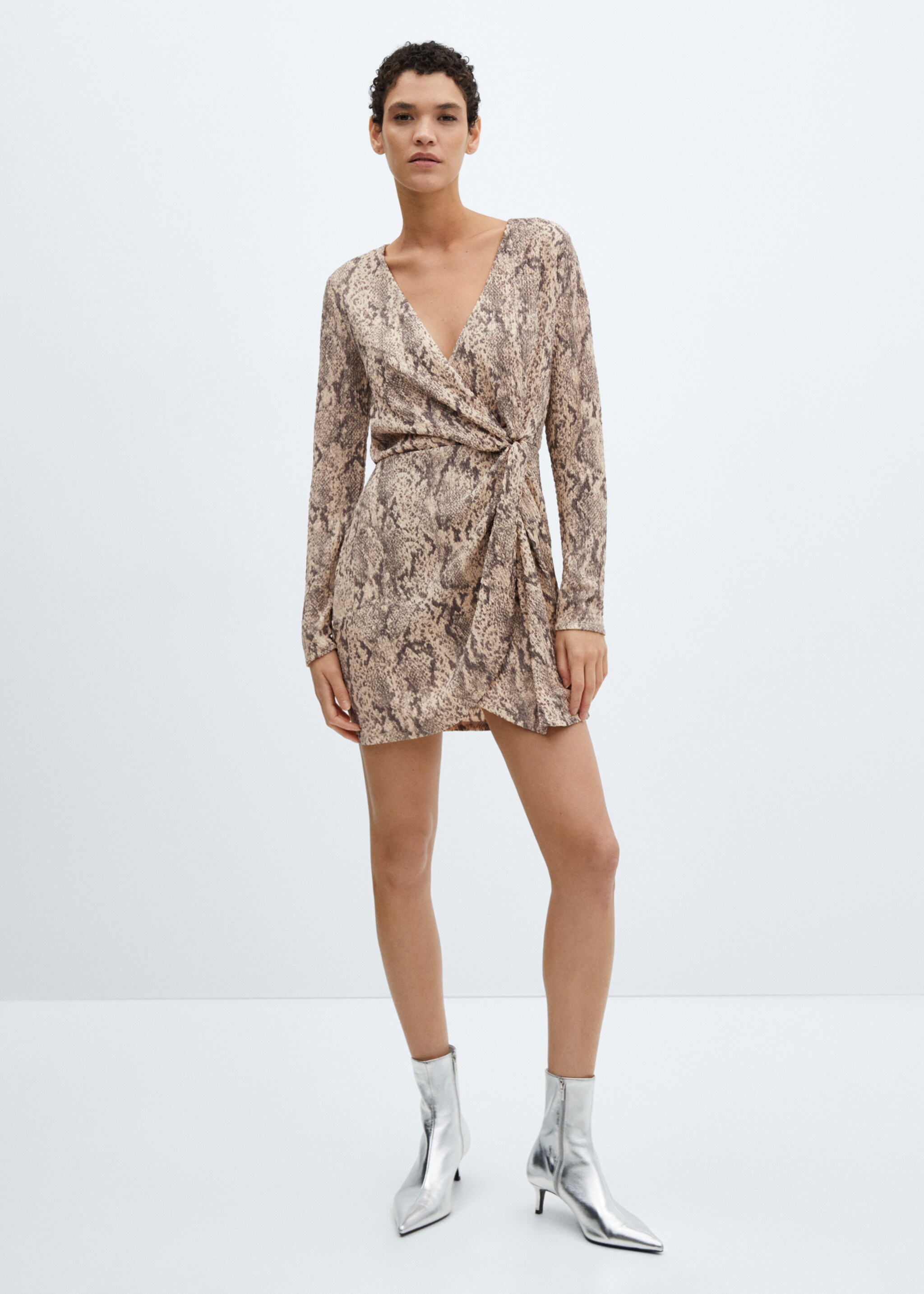 Animal-print textured dress - General plane, Beige. Ref: 67050461-00.