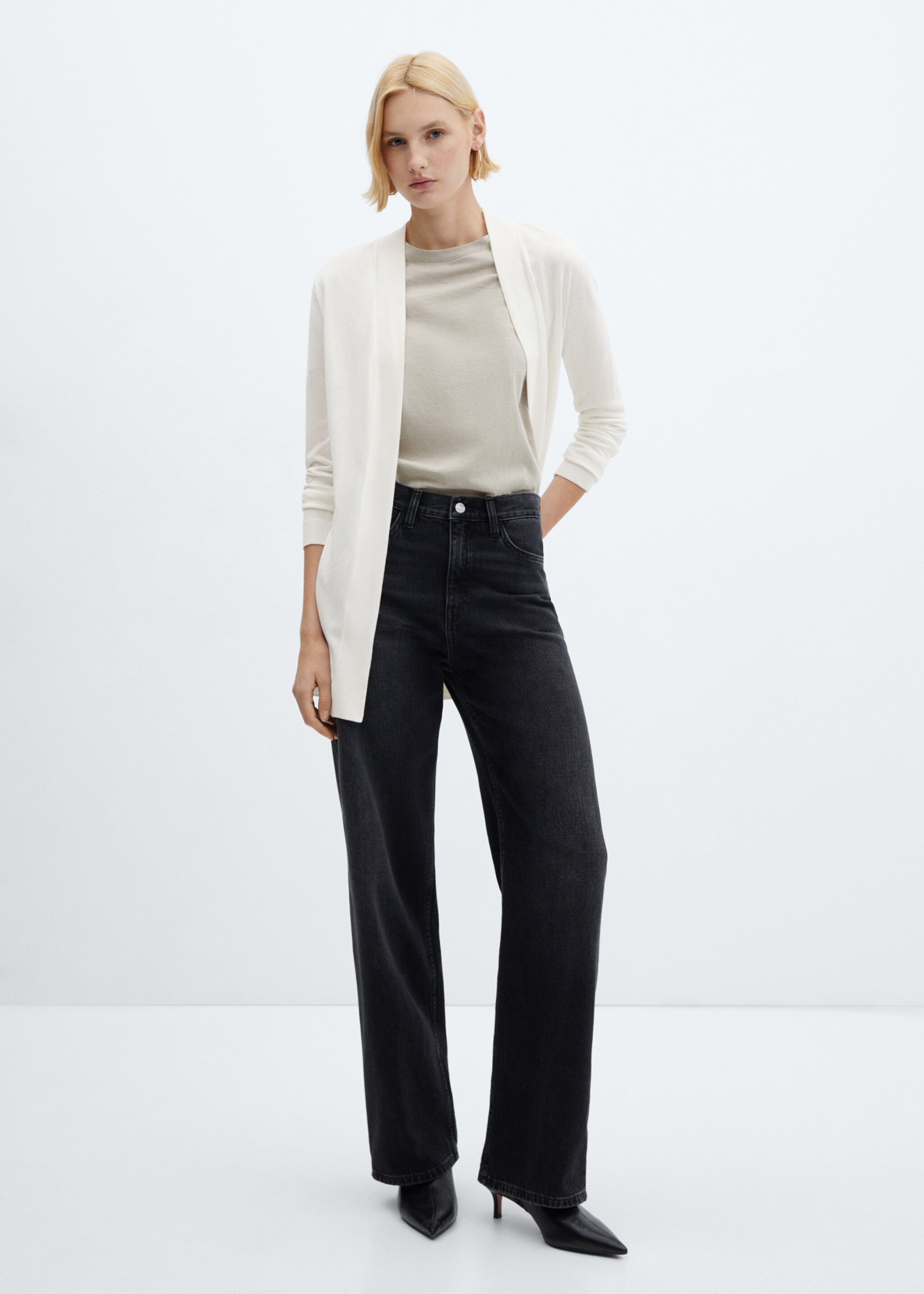 Fine-knit cardigan - General plane, Ecru. Ref: 67050463-00.