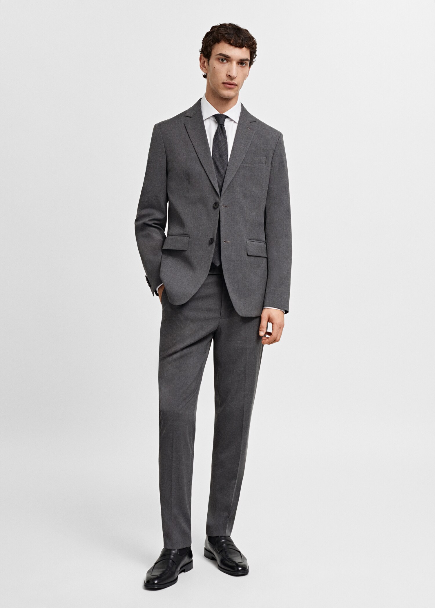 Slim-fit textured cotton suit shirt - General plane