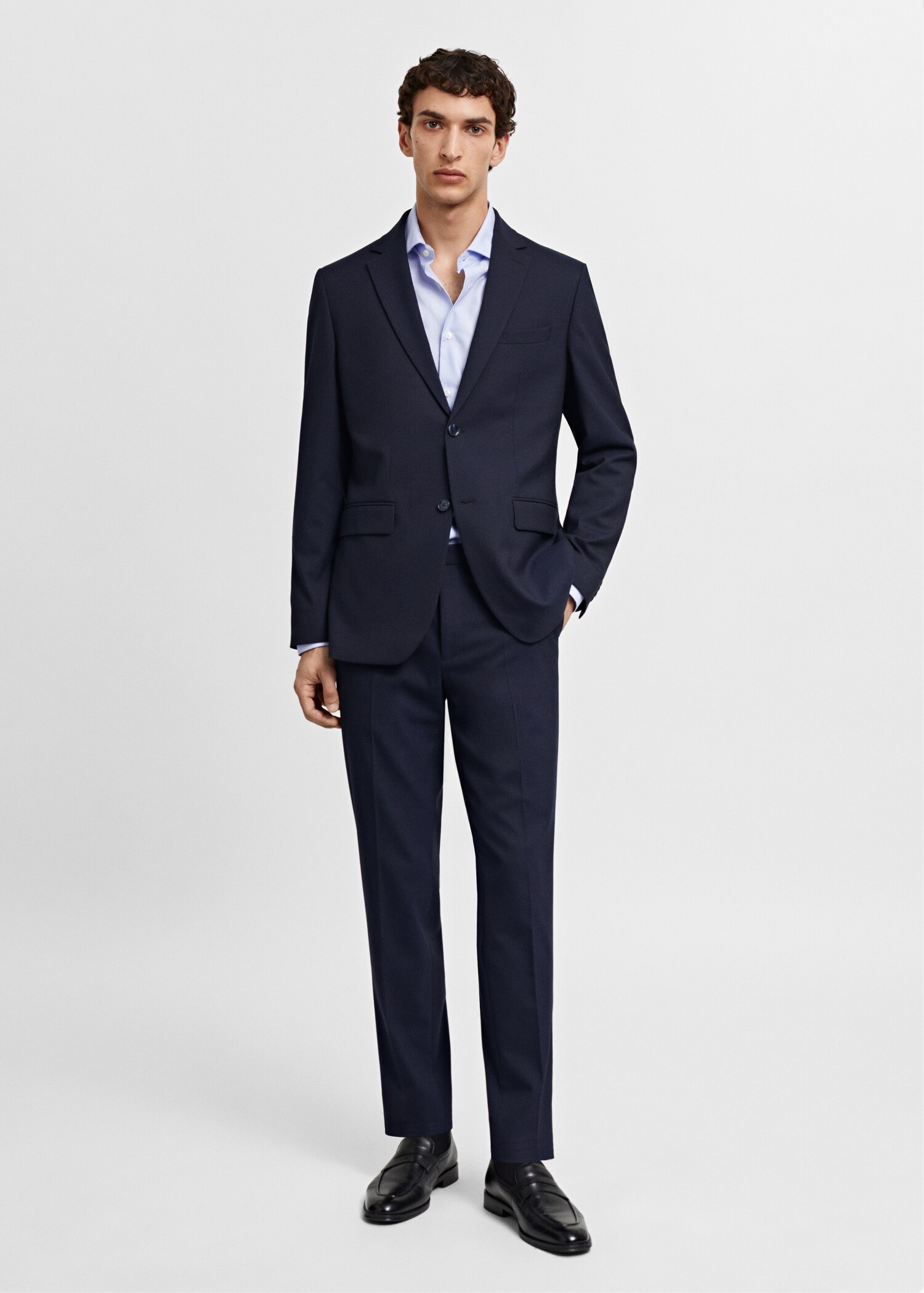 Slim-fit twill pinstripe suit shirt - General plane