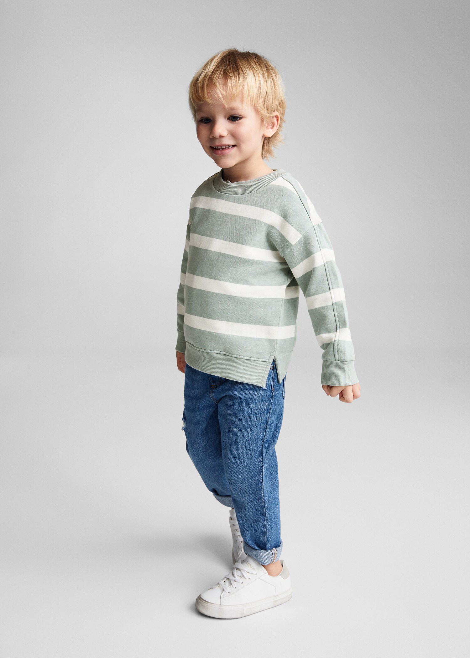 Striped cotton-blend sweatshirt - General plane